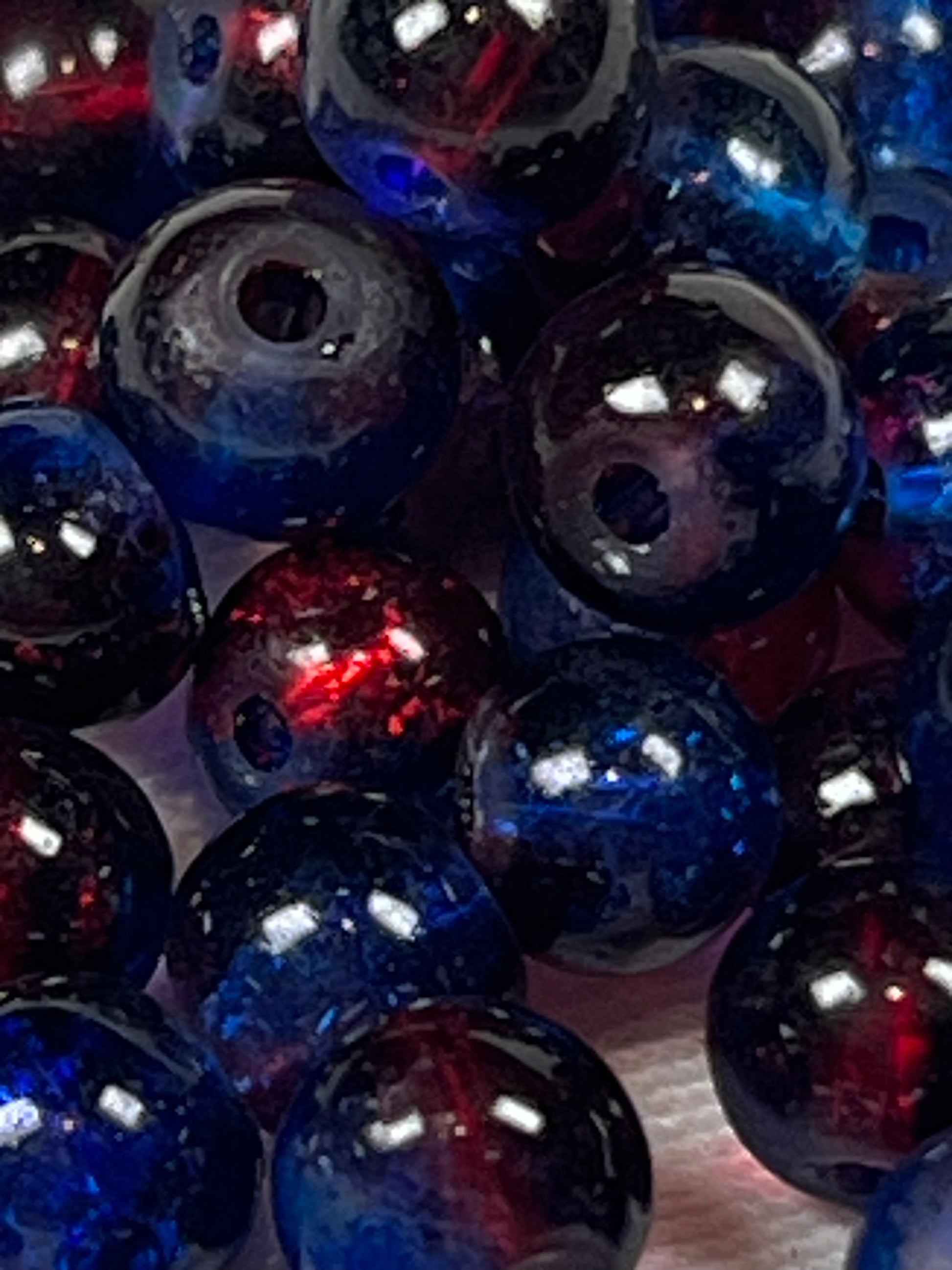 75 6mm Two-Tone Crackle Glass Beads Americana