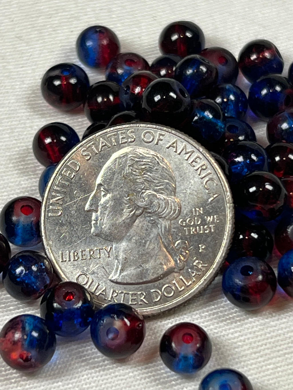 75 6mm Two-Tone Crackle Glass Beads Americana