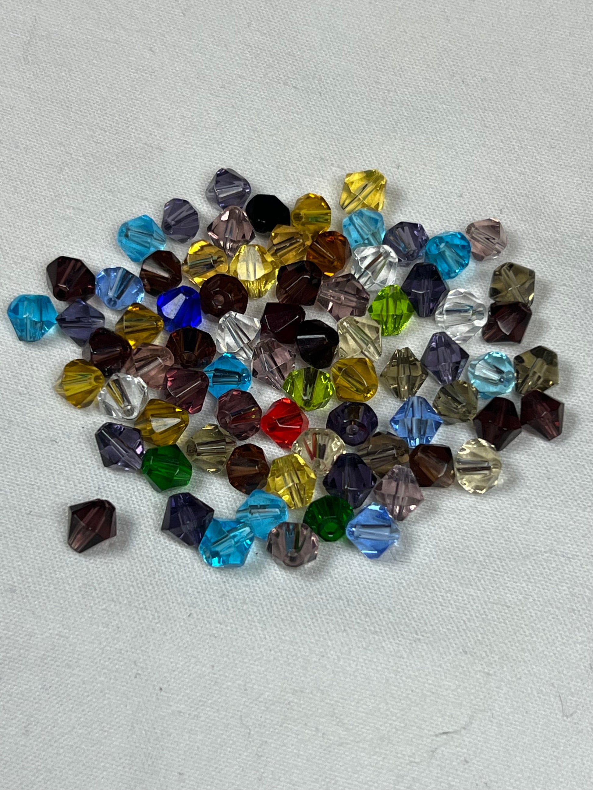 75 6mm Glass Bicone Beads Mixed Colors