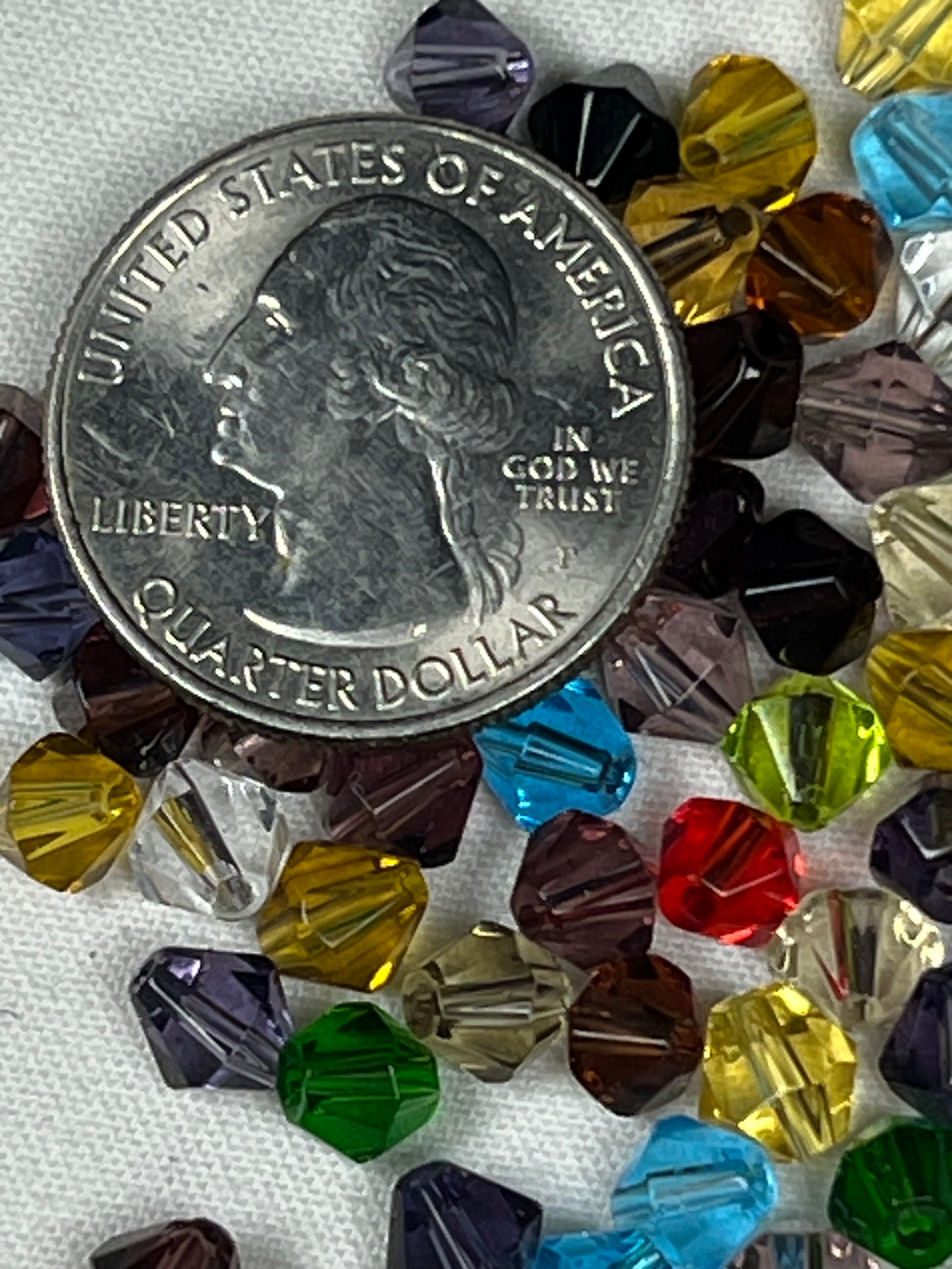 75 6mm Glass Bicone Beads Mixed Colors
