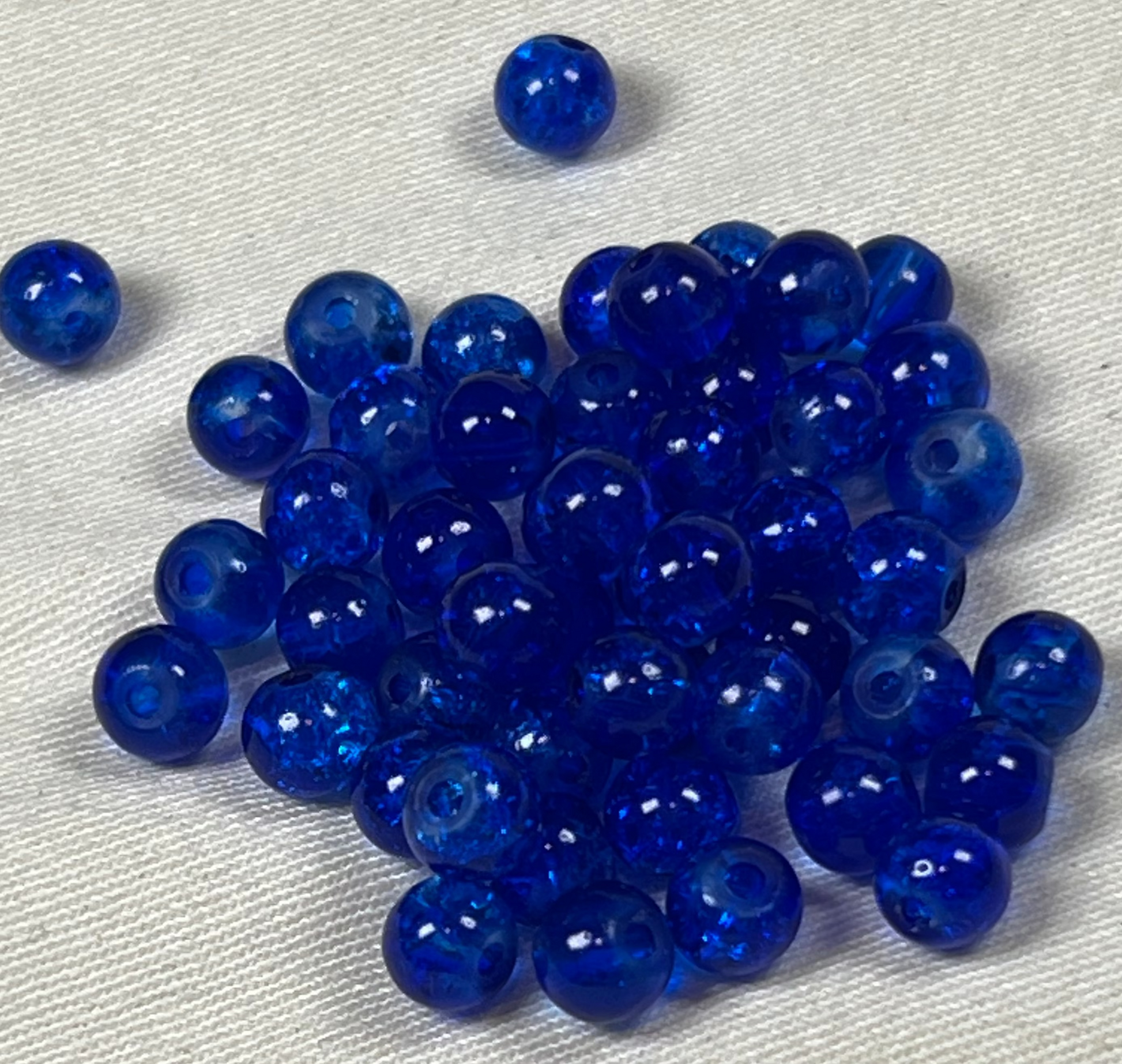 75 6mm Crackle Glass Beads Dark Blue