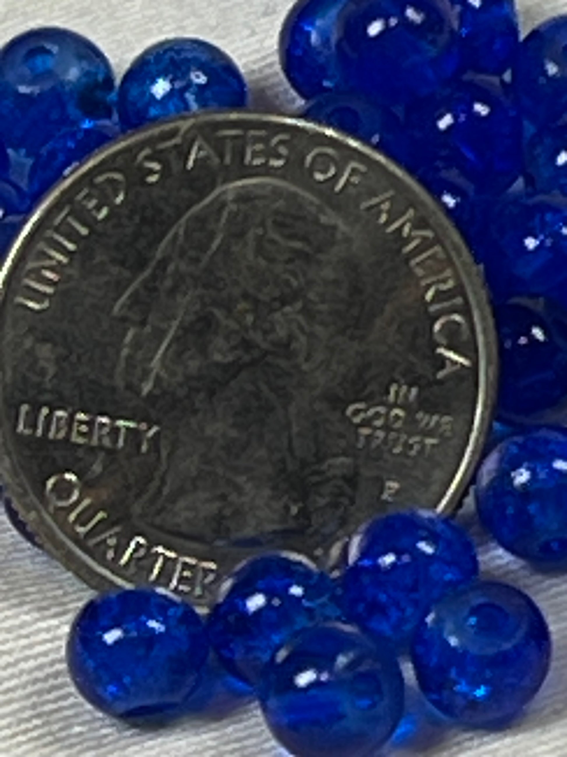 75 6mm Crackle Glass Beads Dark Blue