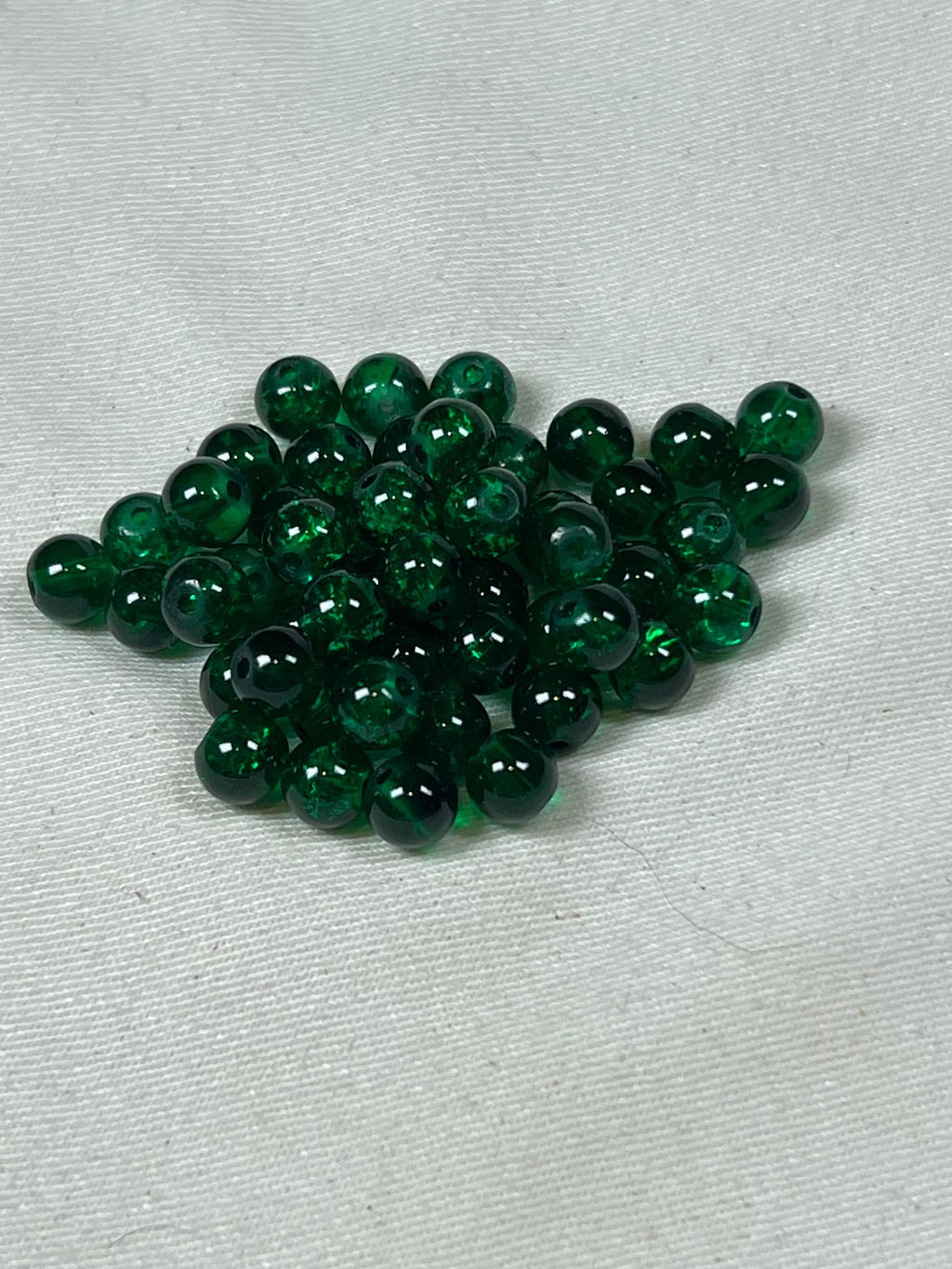 75 6mm Crackle Glass Beads Dark Green