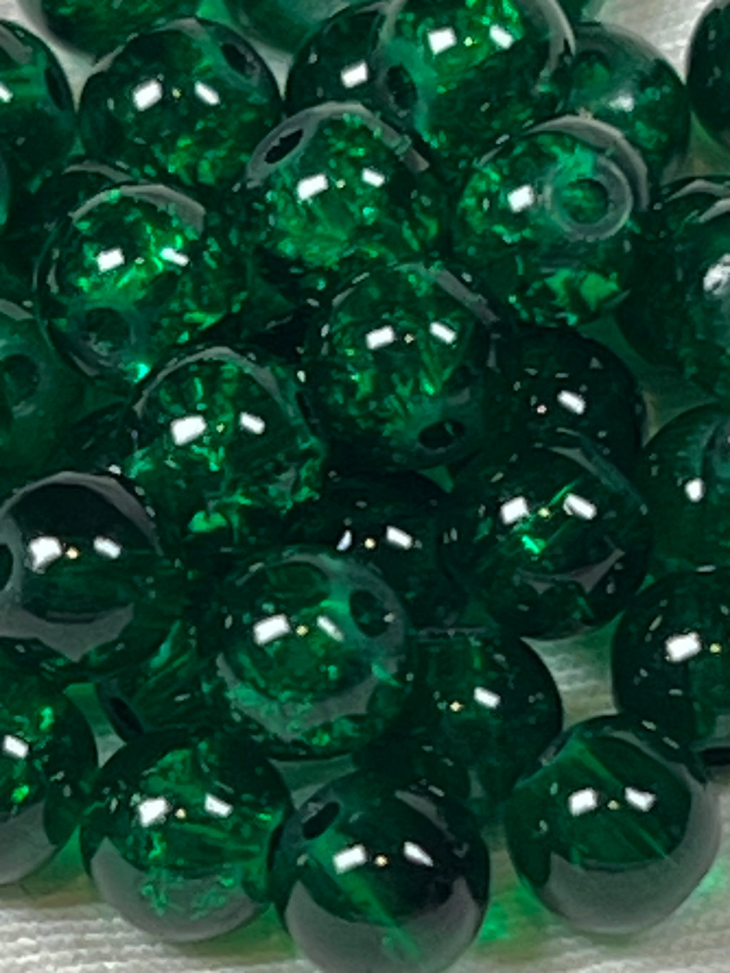 75 6mm Crackle Glass Beads Dark Green