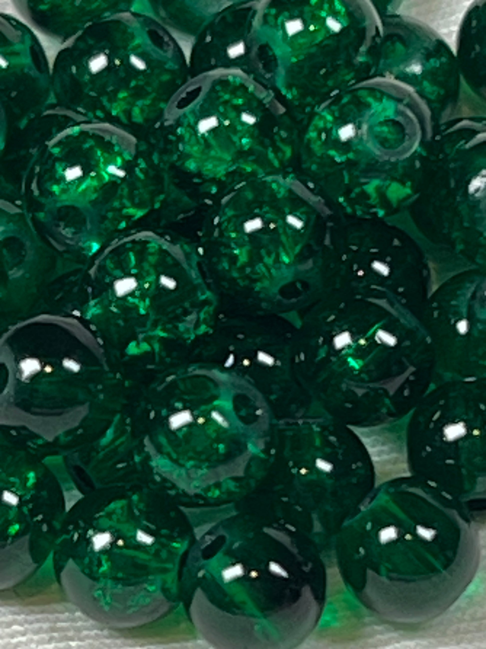 75 6mm Crackle Glass Beads Dark Green