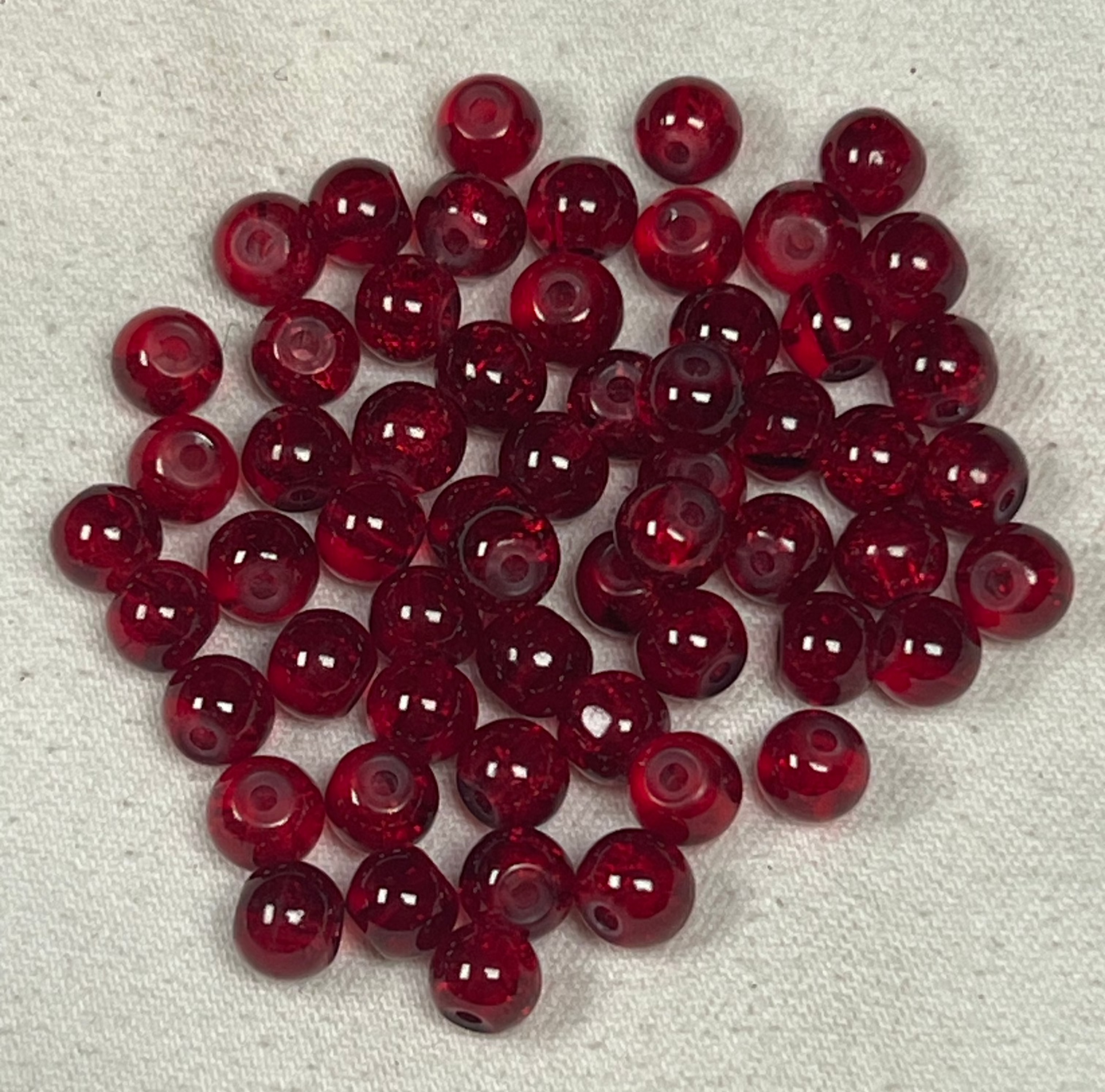 75 6mm Crackle Glass Beads Dark Red