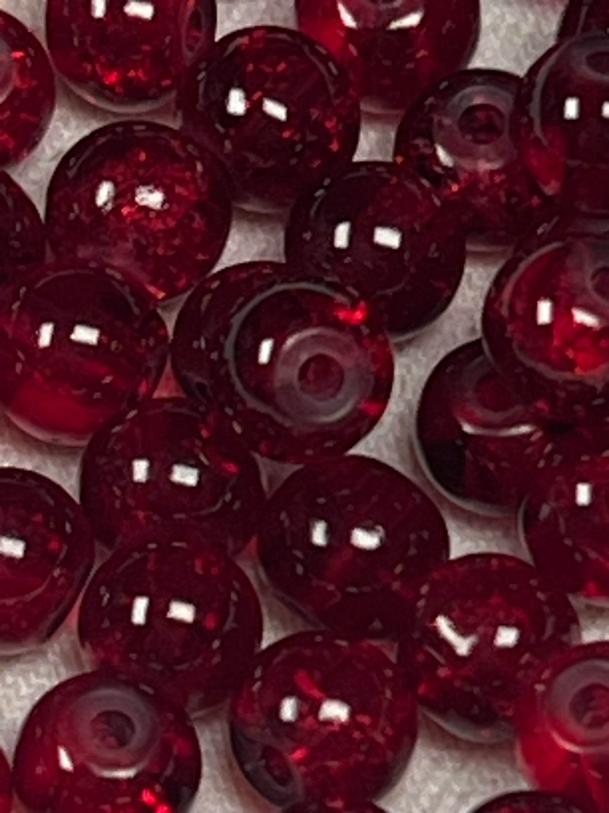 75 6mm Crackle Glass Beads Dark Red
