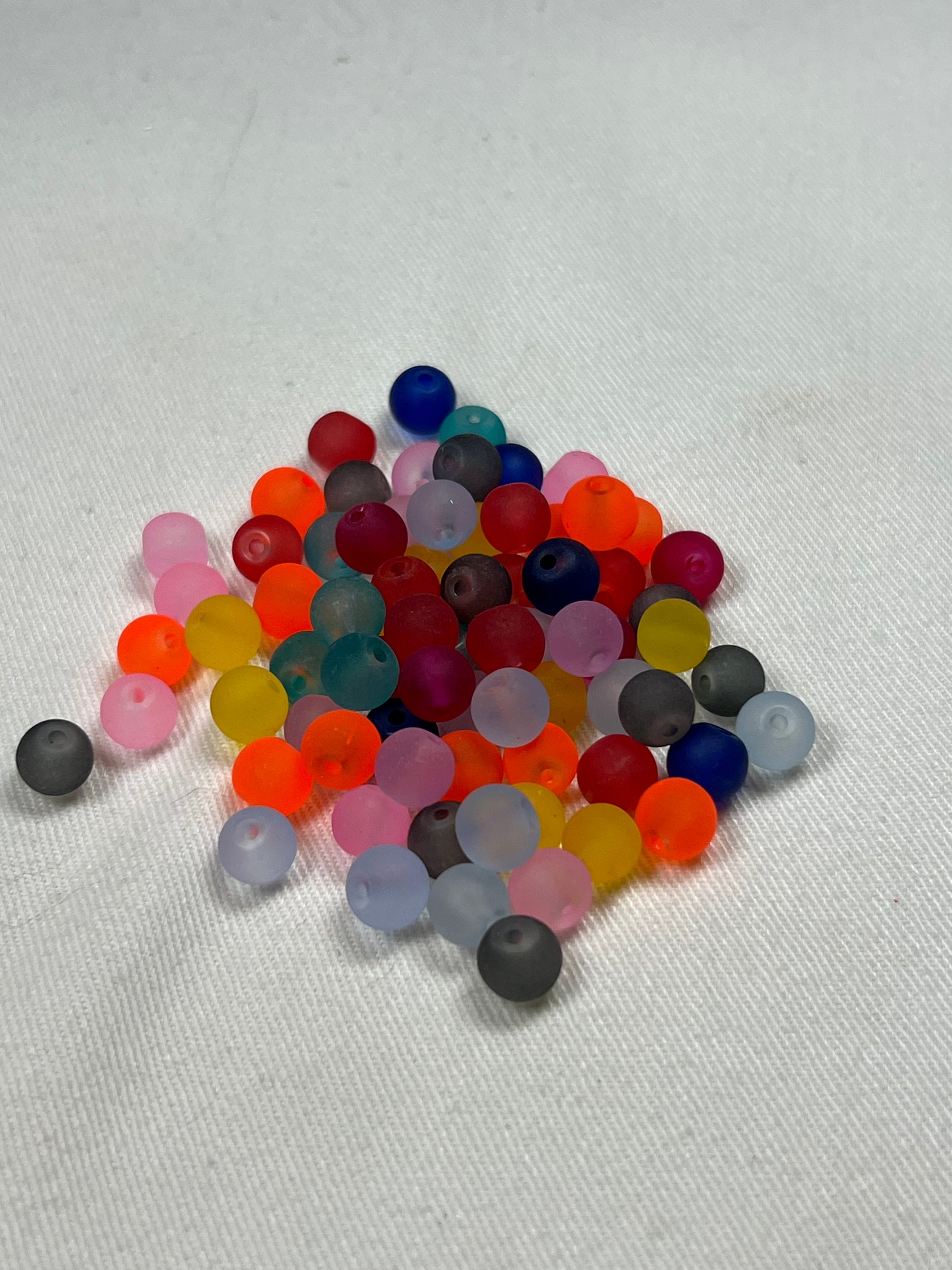 75 6mm Frosted Glass Beads Mixed Colors