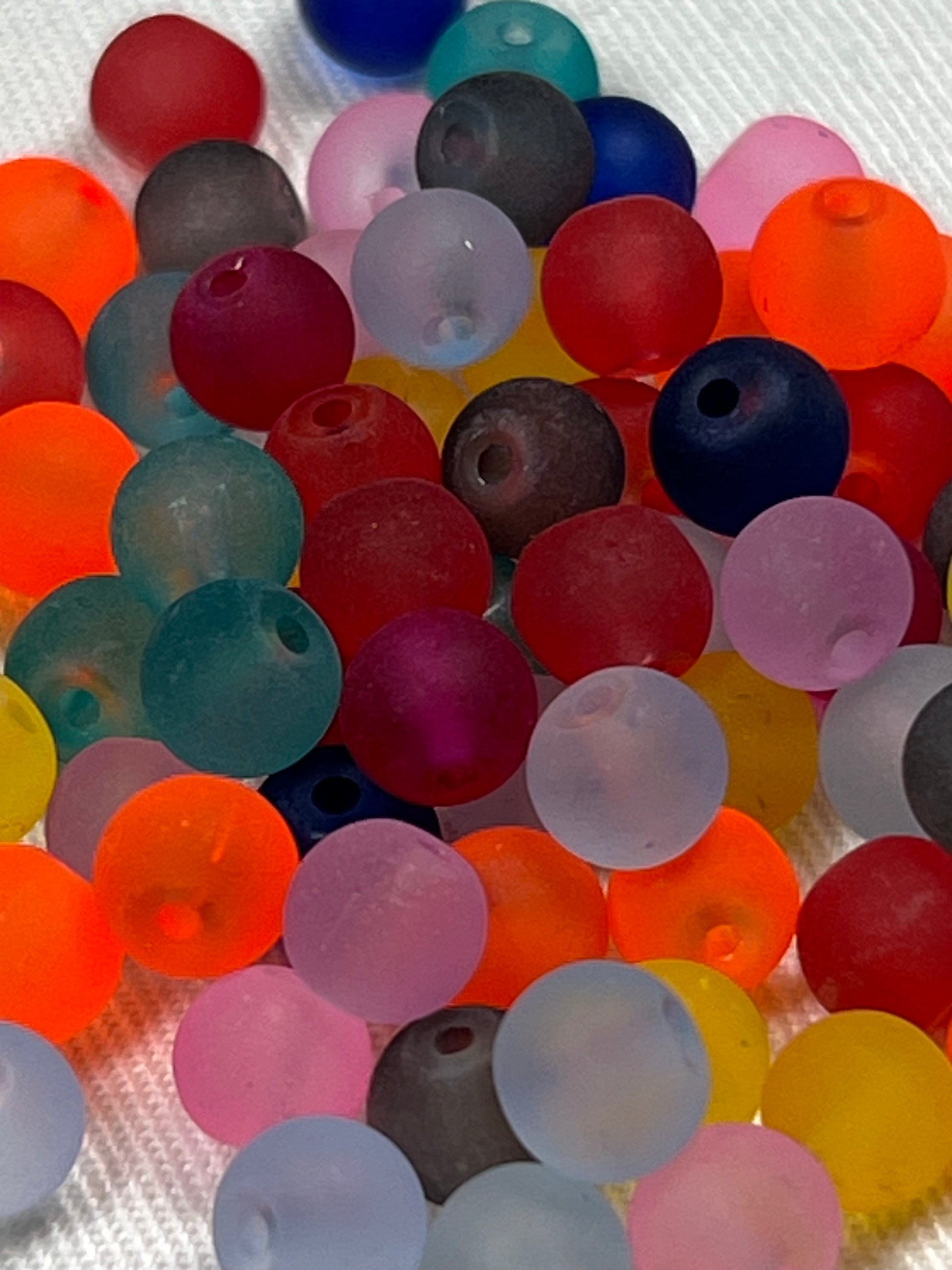 75 6mm Frosted Glass Beads Mixed Colors