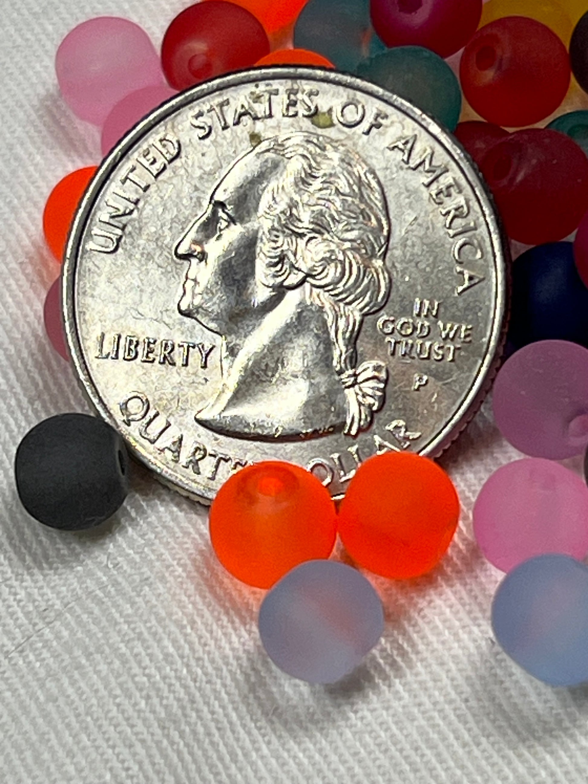 75 6mm Frosted Glass Beads Mixed Colors