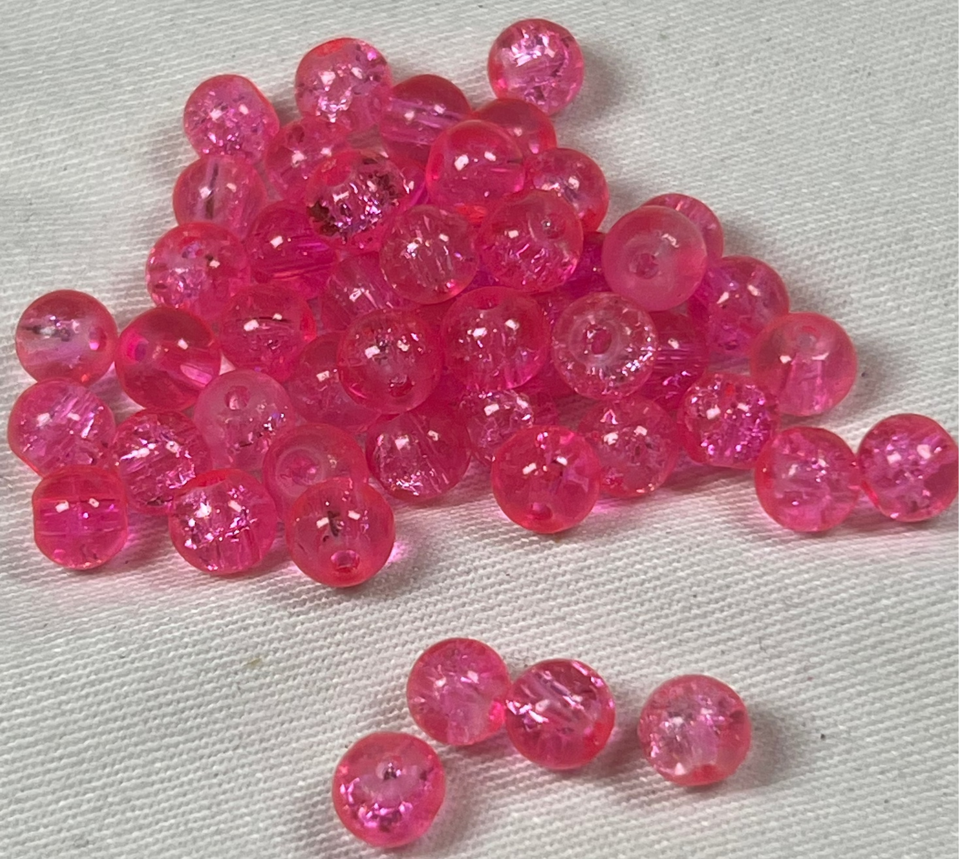 75 6mm Crackle Glass Beads Pink