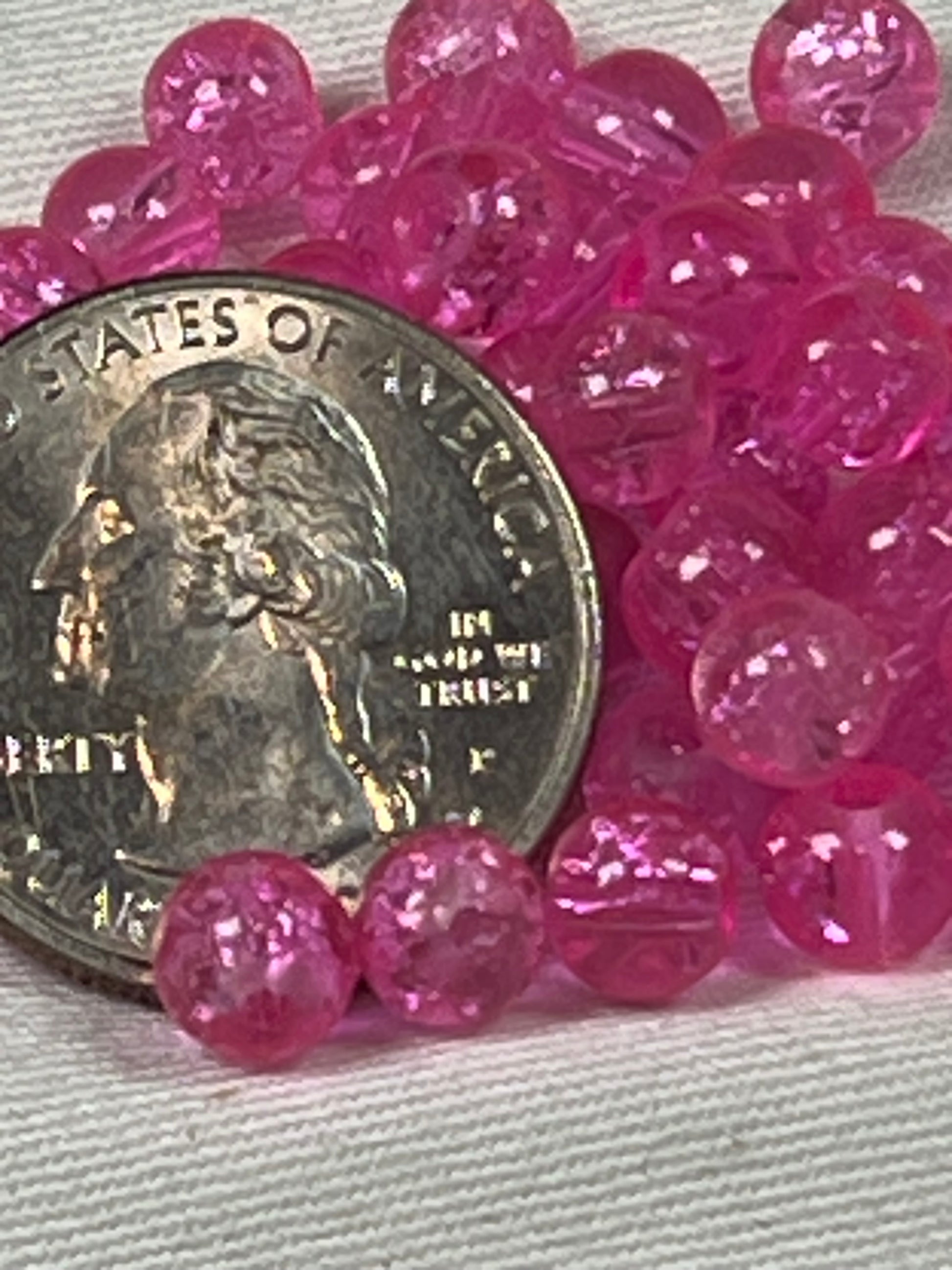 75 6mm Crackle Glass Beads Pink