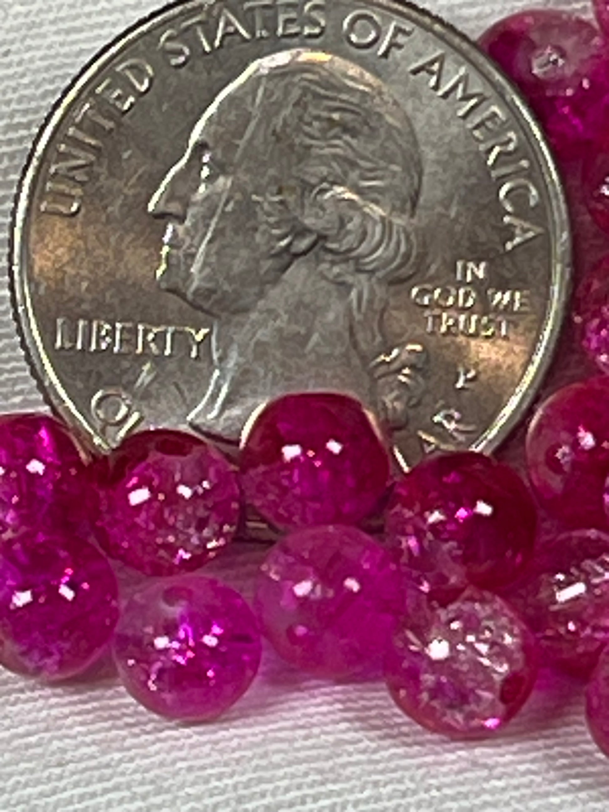 75 6mm Two-Tone Crackle Glass Beads Magenta