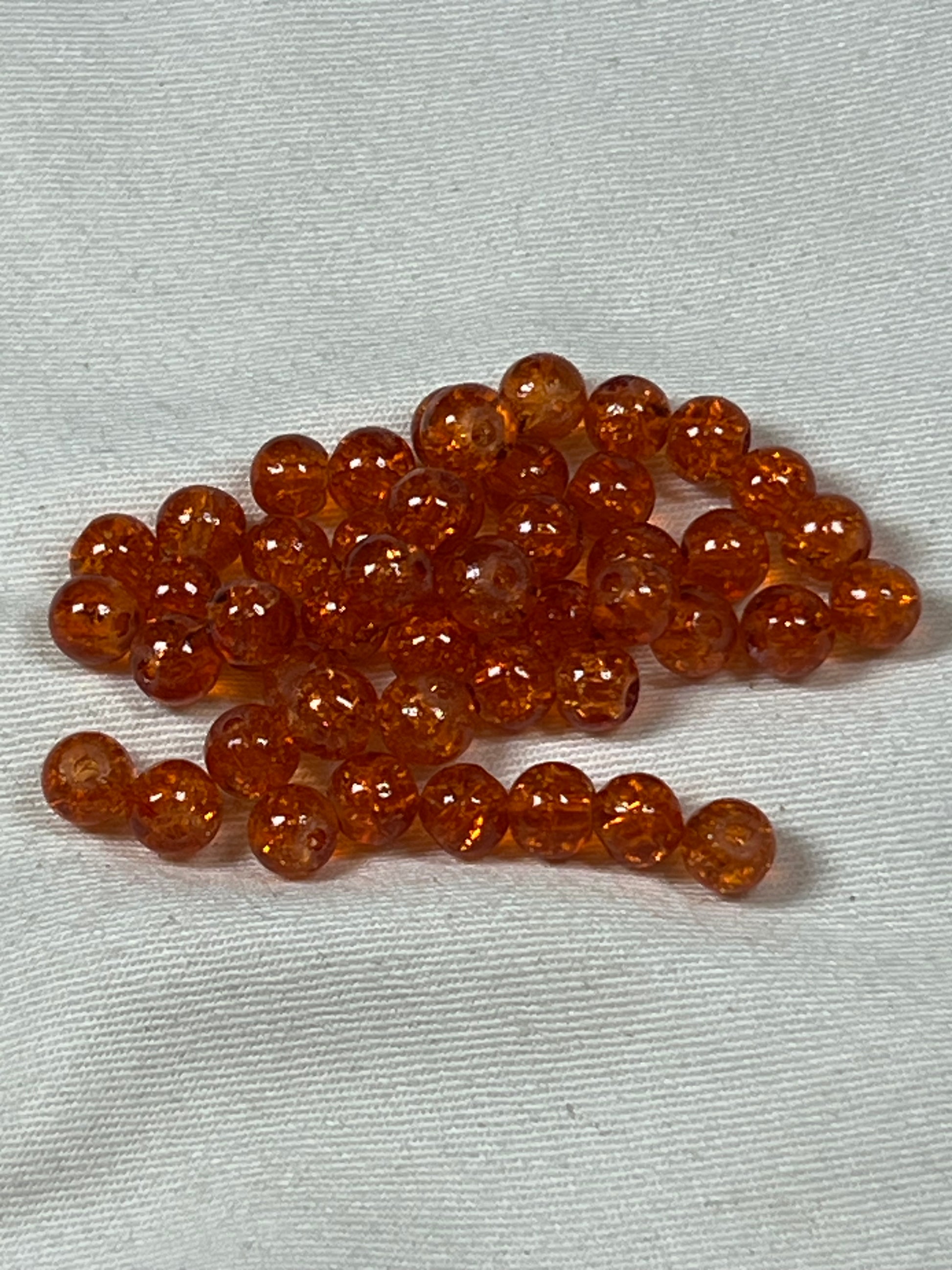 75 6mm Crackle Glass Beads Orange