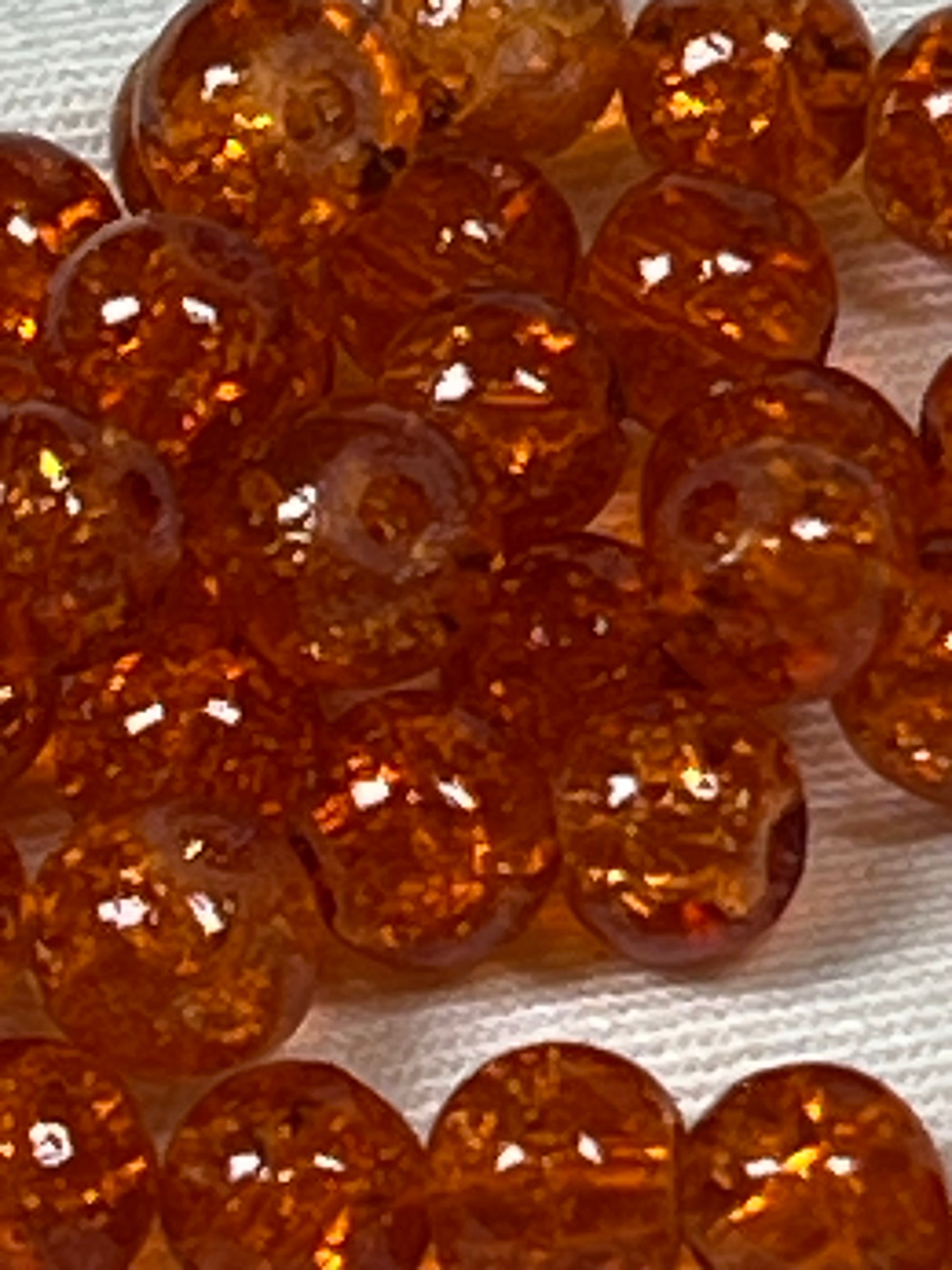 75 6mm Crackle Glass Beads Orange