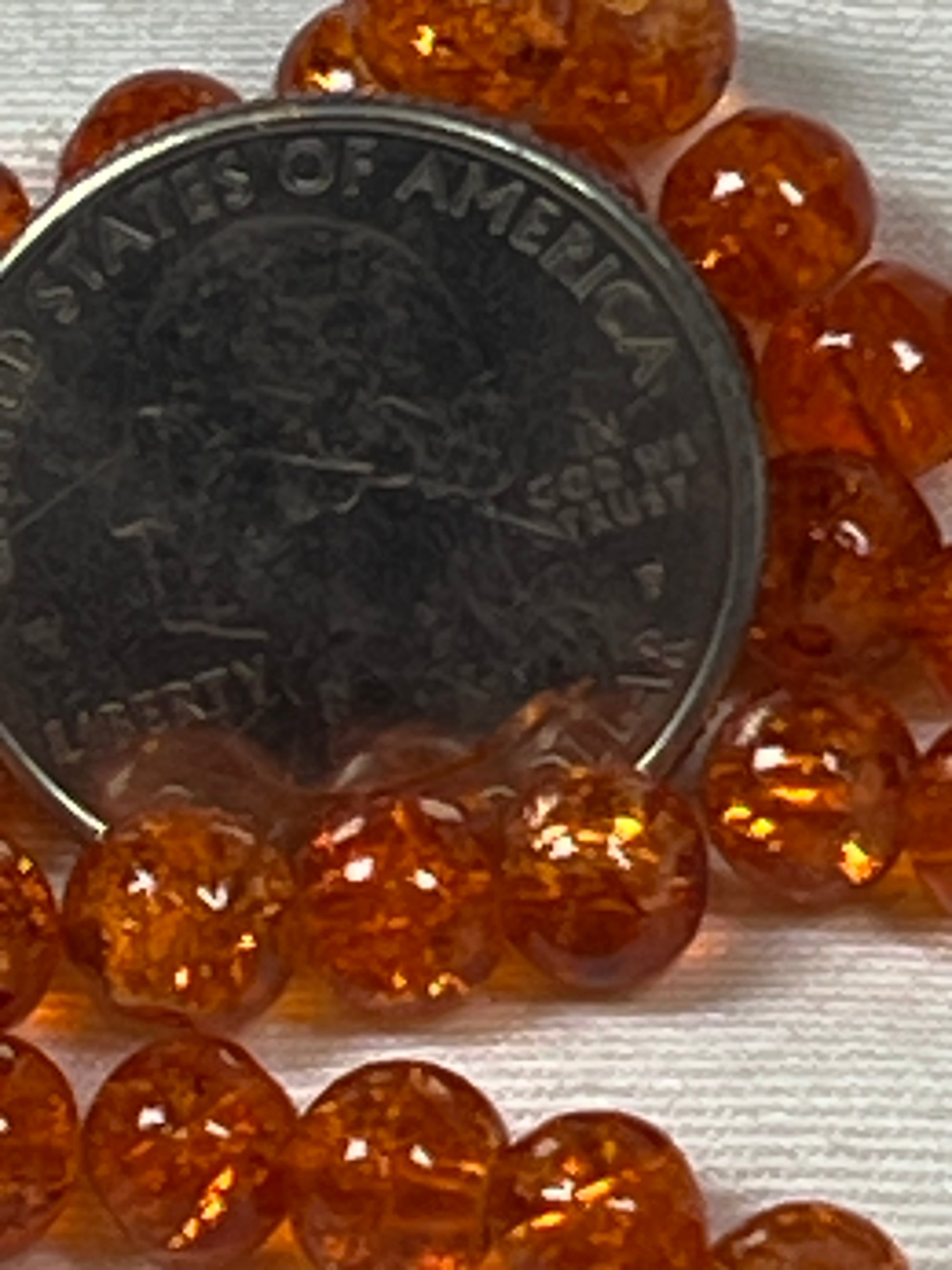 75 6mm Crackle Glass Beads Orange