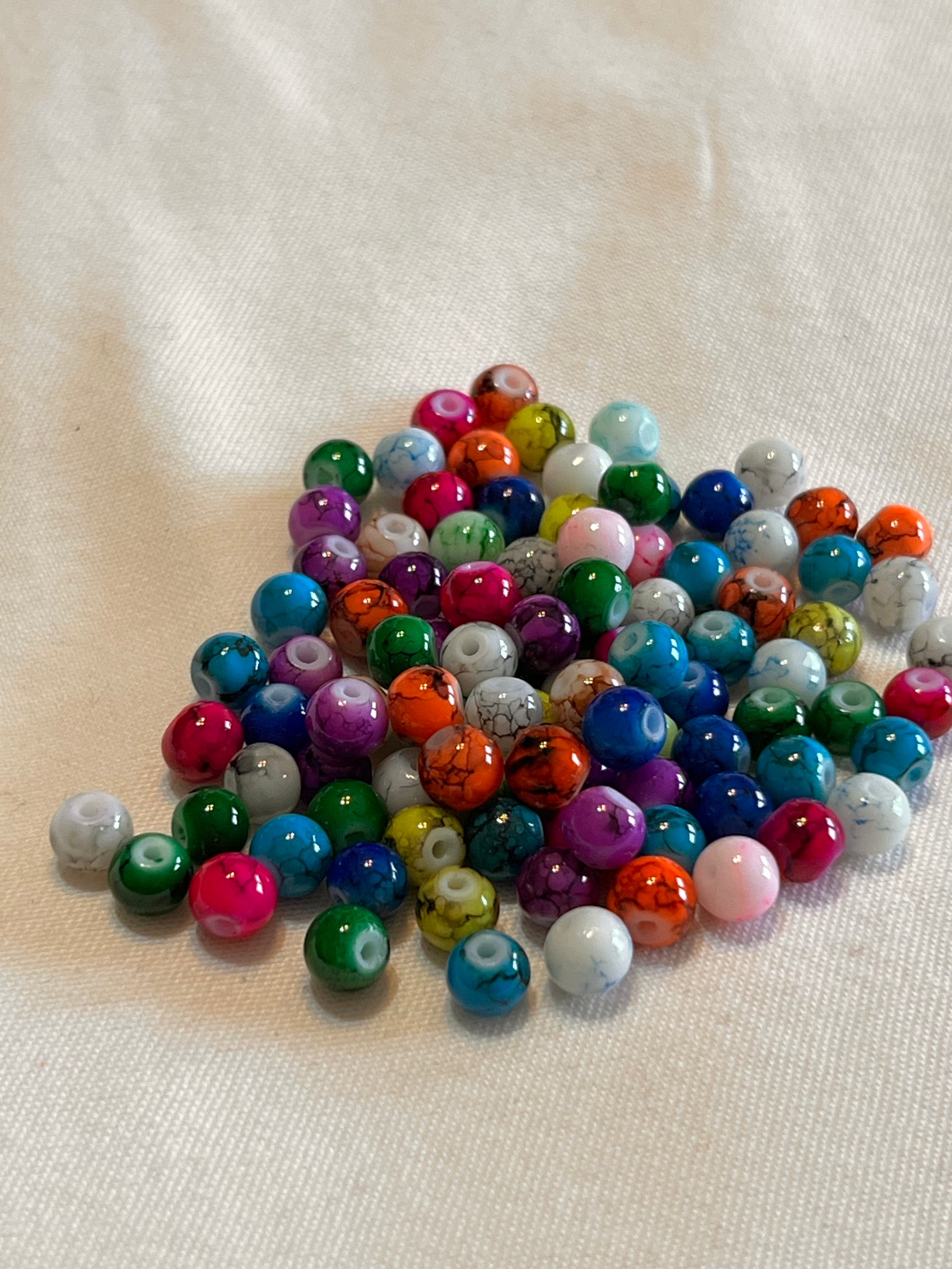 100 6mm Painted Swirl Glass Beads Darker Colors