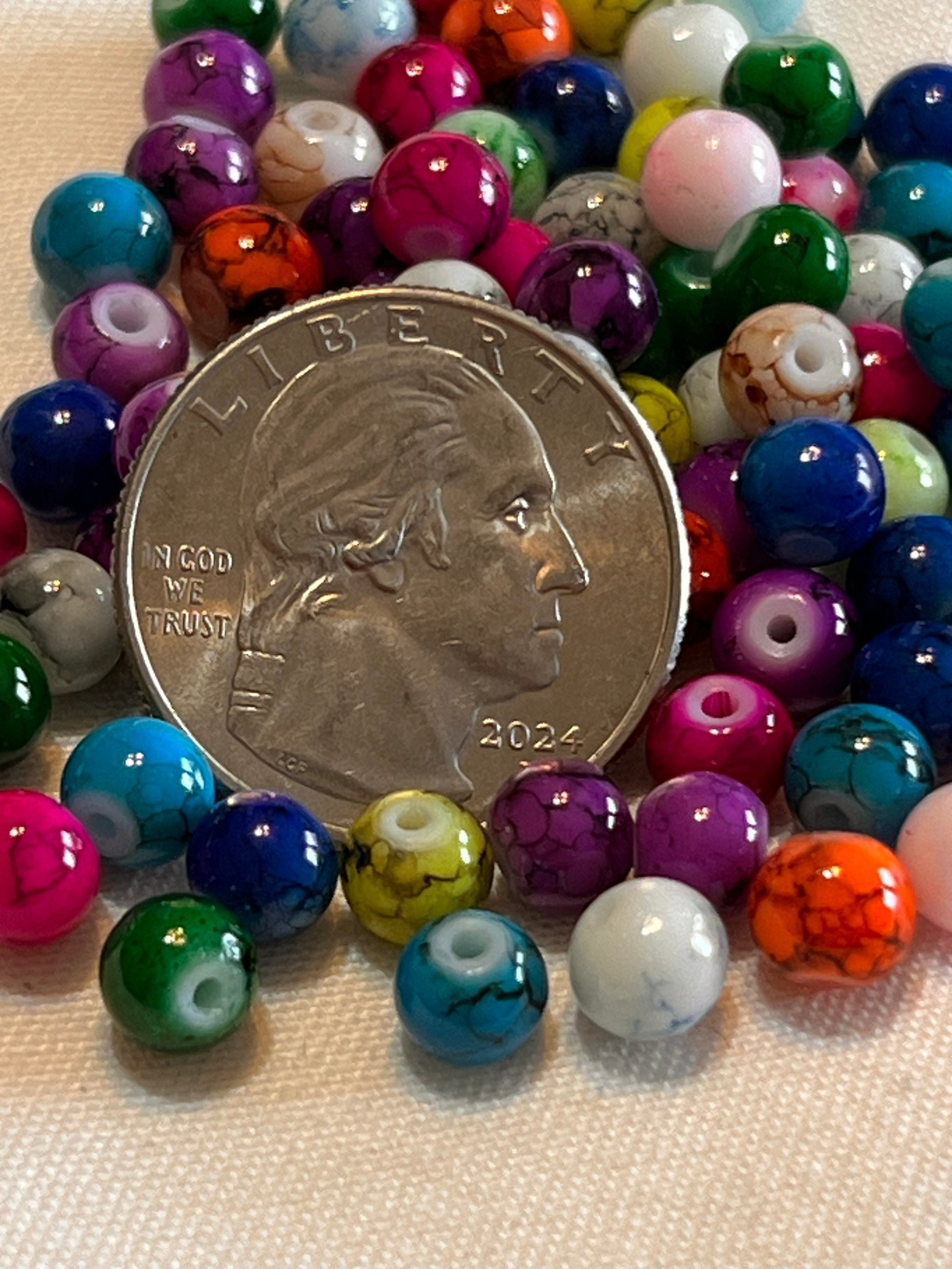 100 6mm Painted Swirl Glass Beads Darker Colors