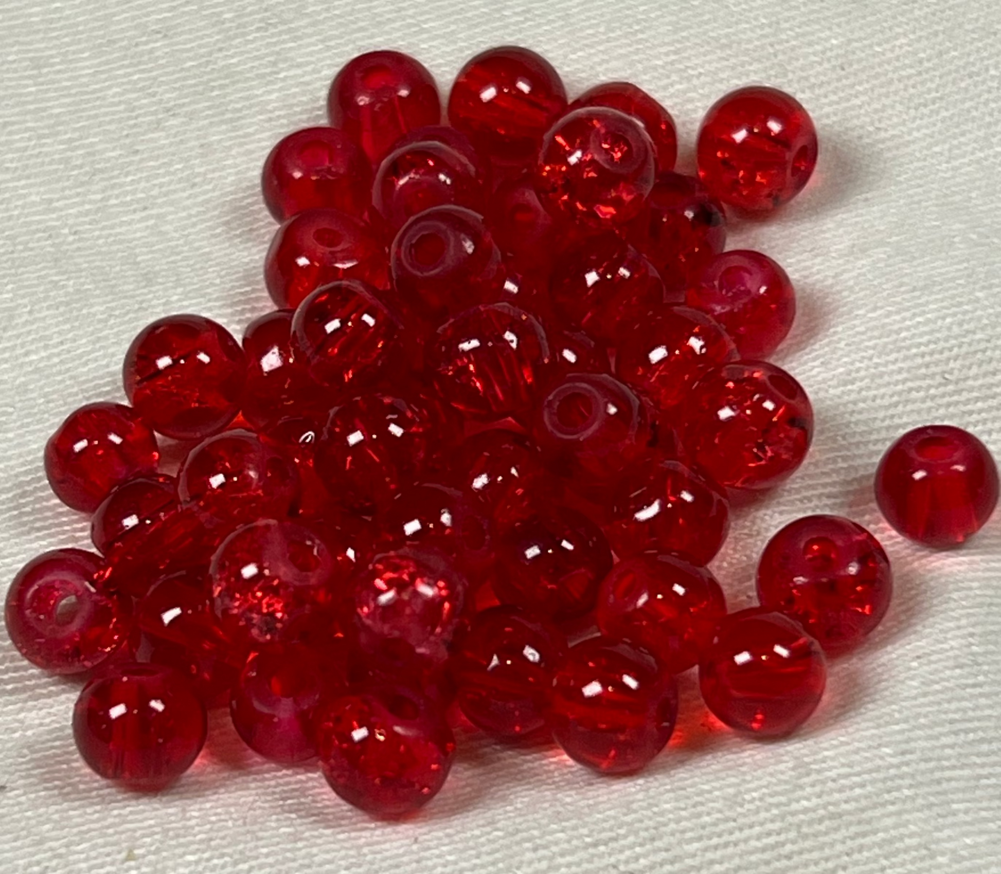75 6mm Crackle Glass Beads Red