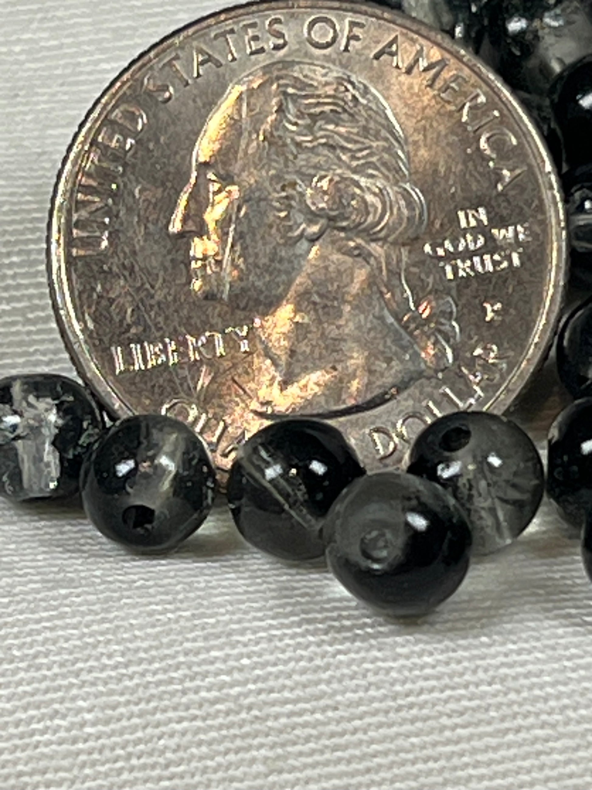 75 6mm Two-Tone Crackle Glass Beads Salt & Pepper