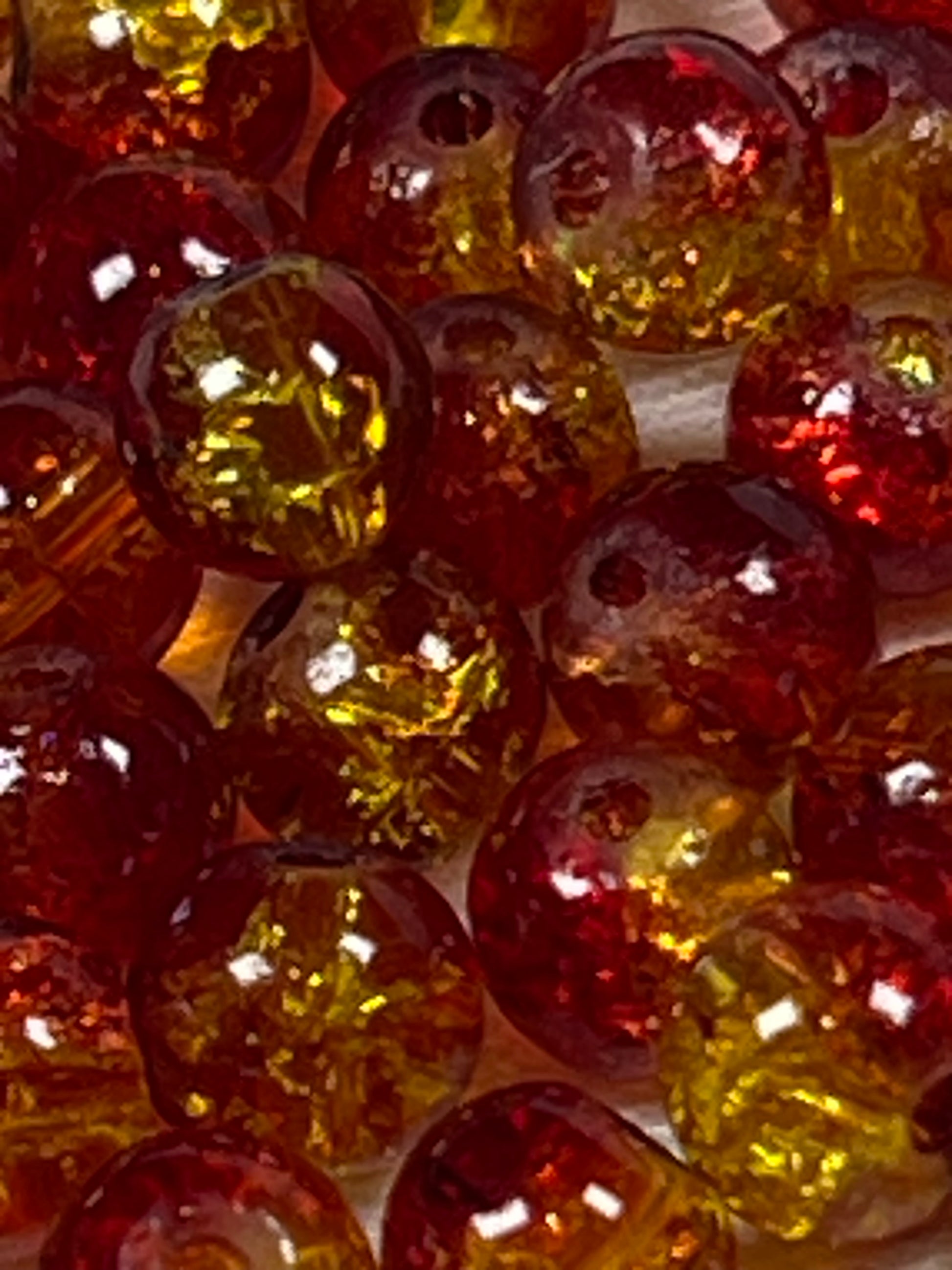75 6mm Two-Tone Crackle Glass Beads Tomato