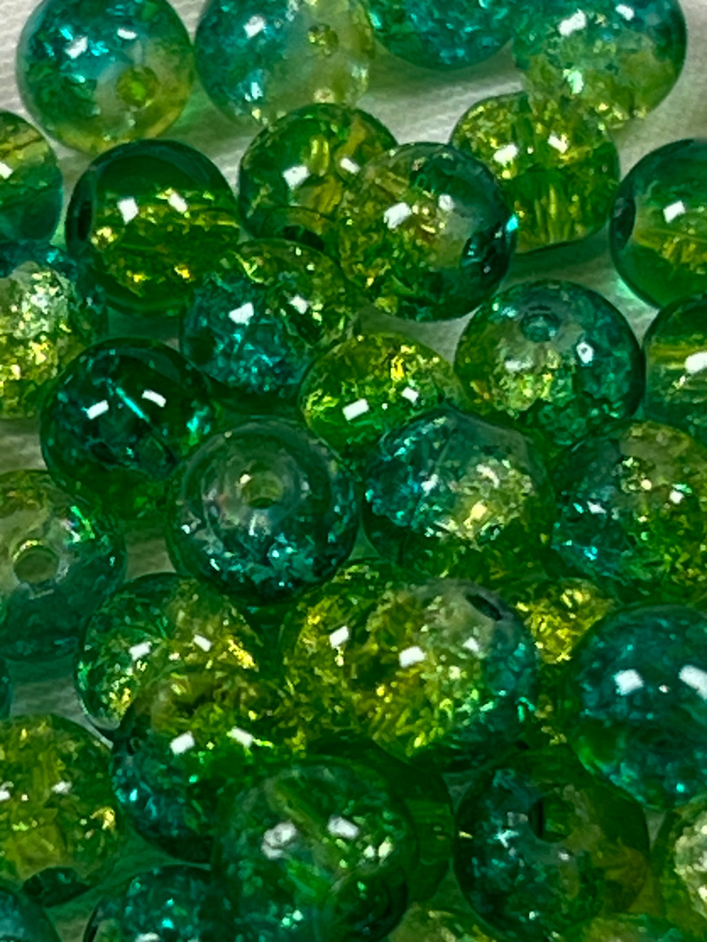 75 6mm Two-Tone Crackle Glass Beads Turq & Surf