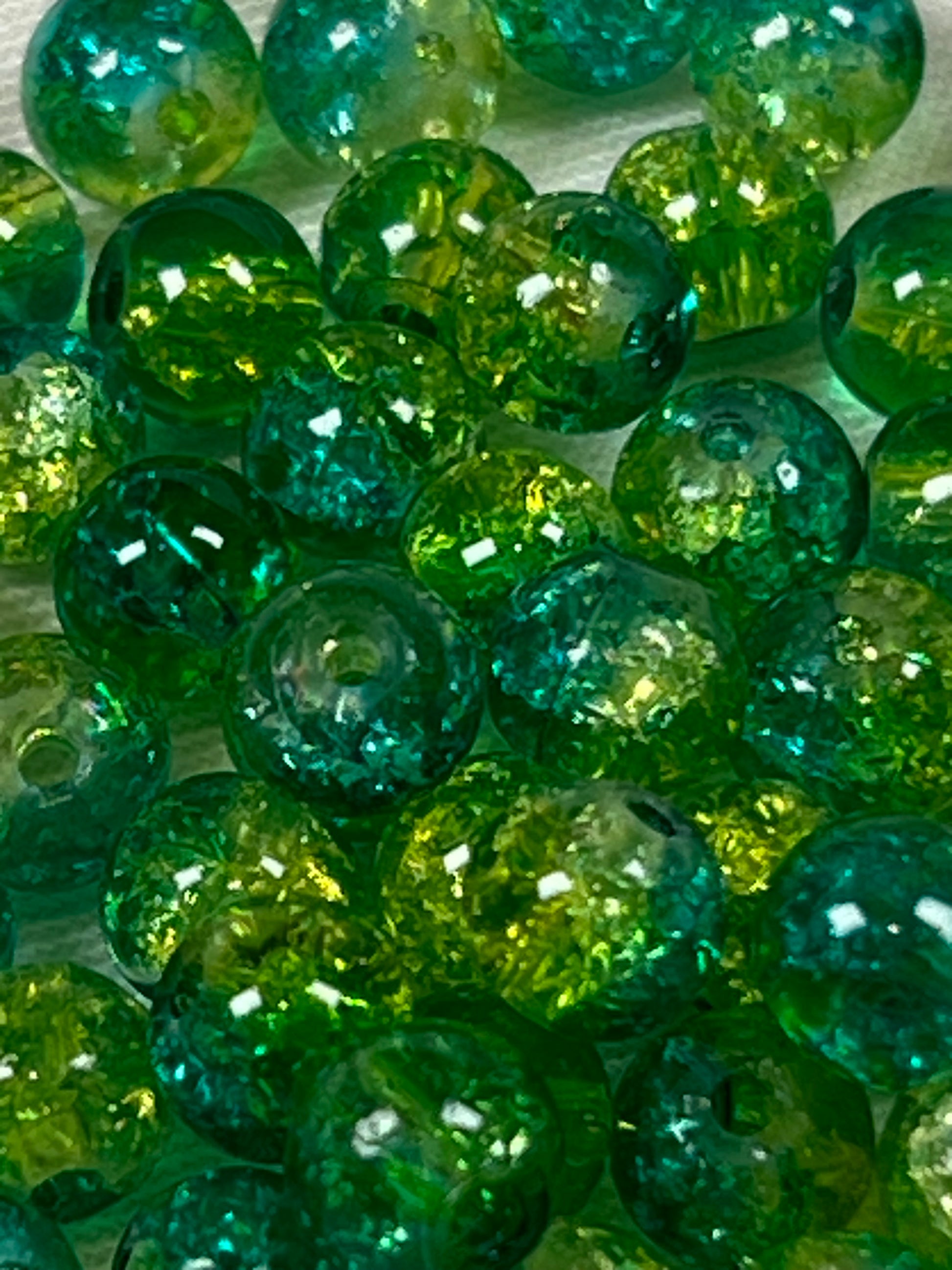 75 6mm Two-Tone Crackle Glass Beads Turq & Surf