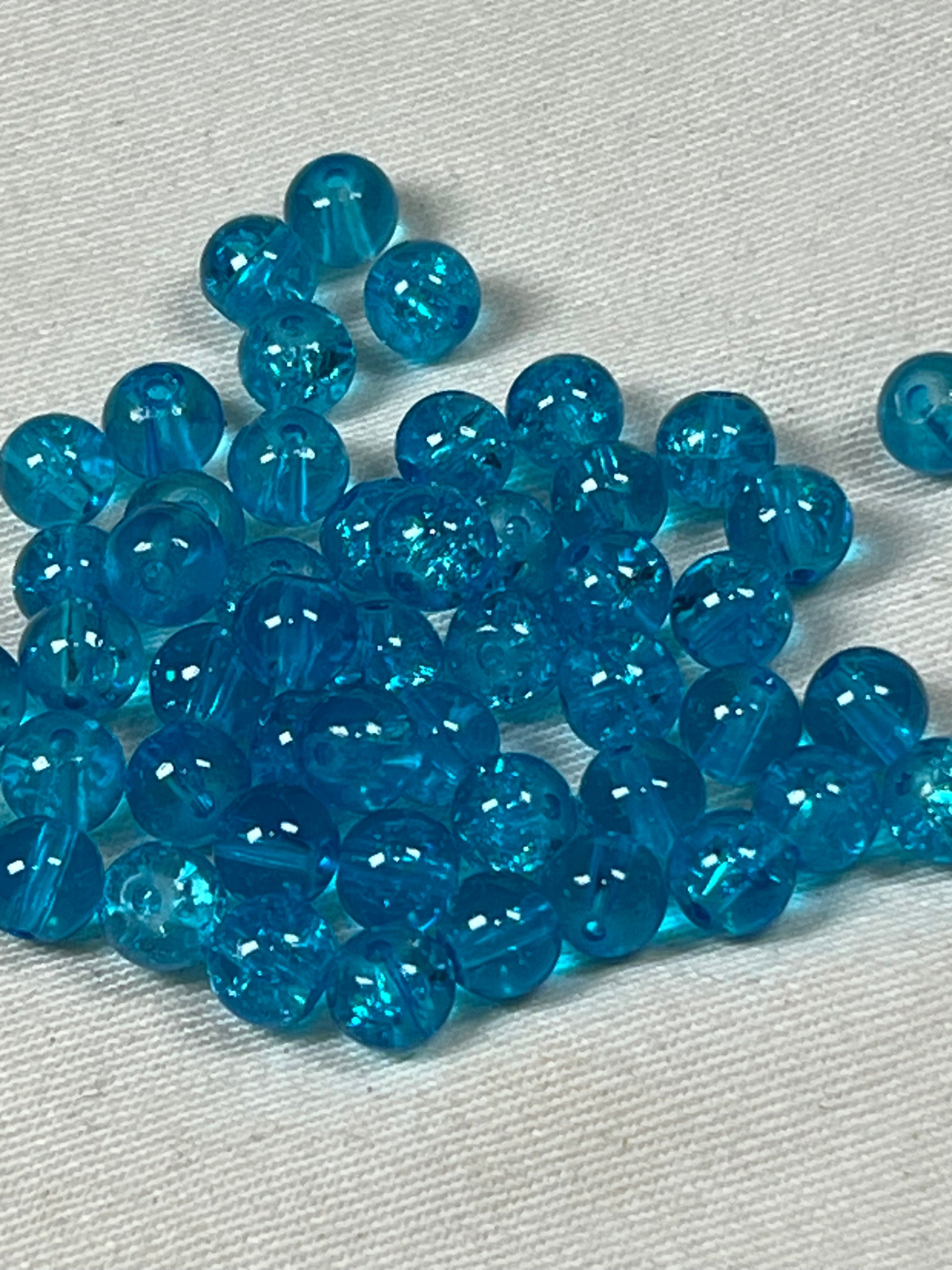 75 6mm Crackle Glass Beads Turquoise