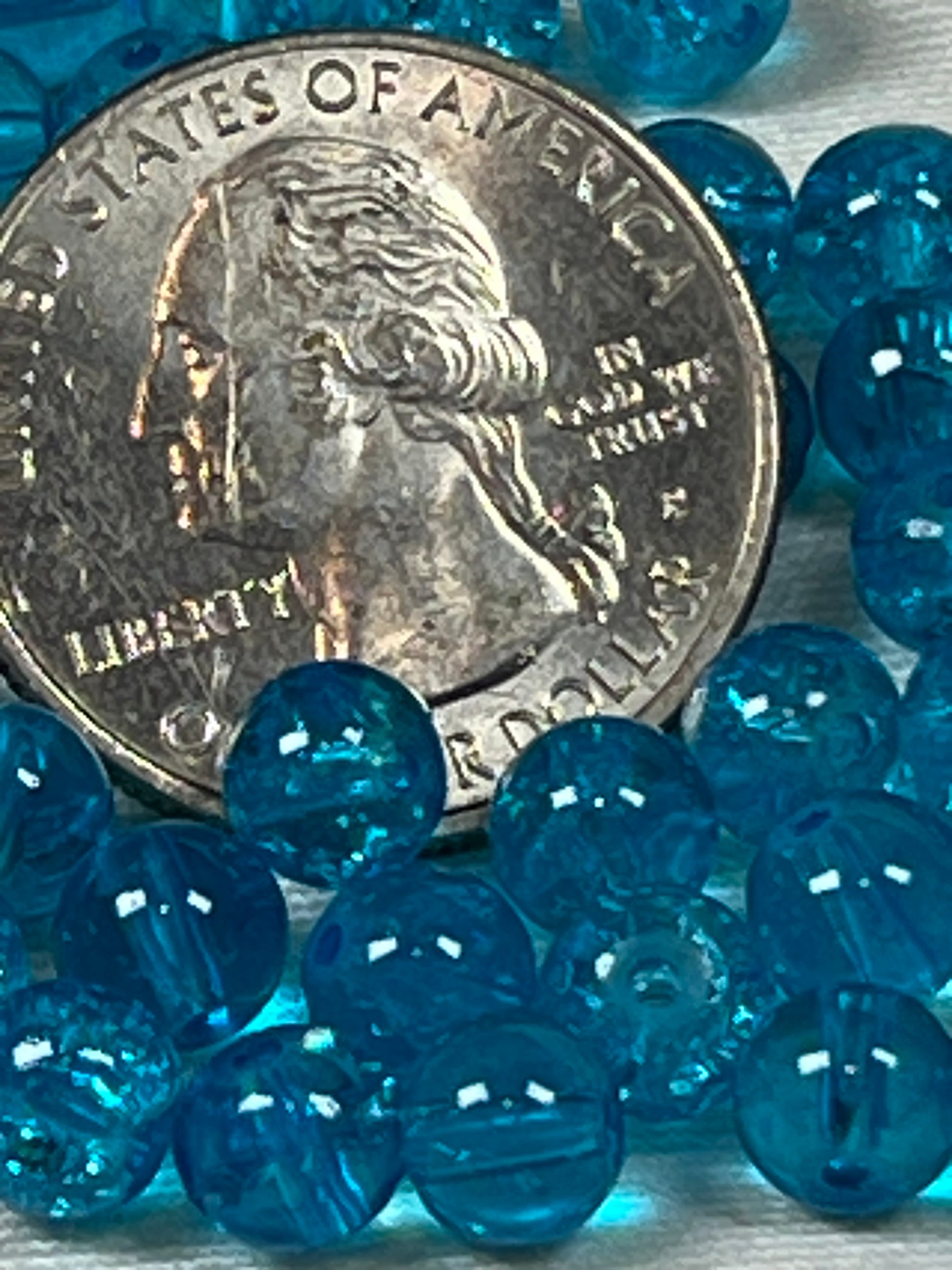 75 6mm Crackle Glass Beads Turquoise