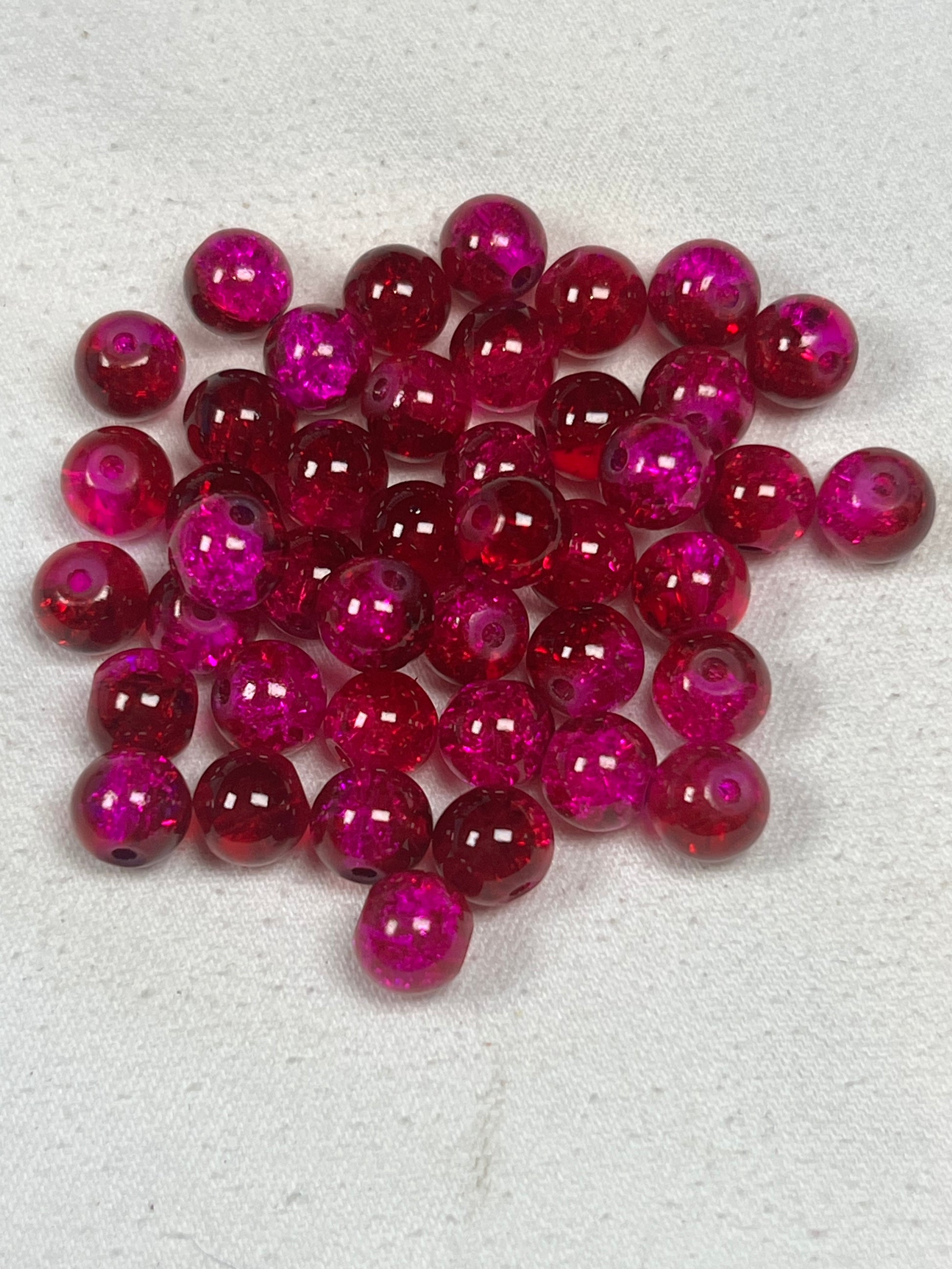 75 6mm Two-Tone Crackle Glass Beads Violet Red