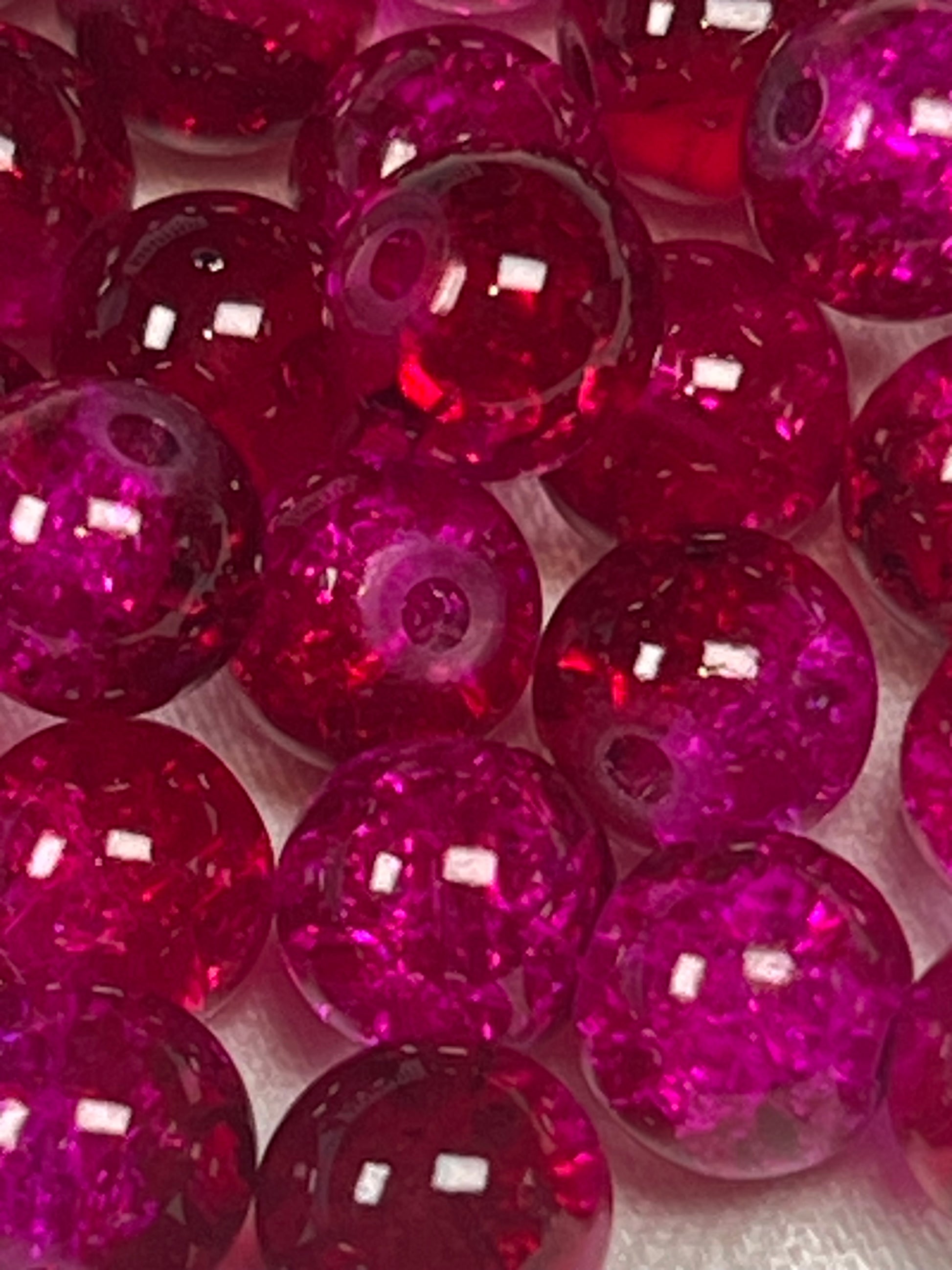 75 6mm Two-Tone Crackle Glass Beads Violet Red
