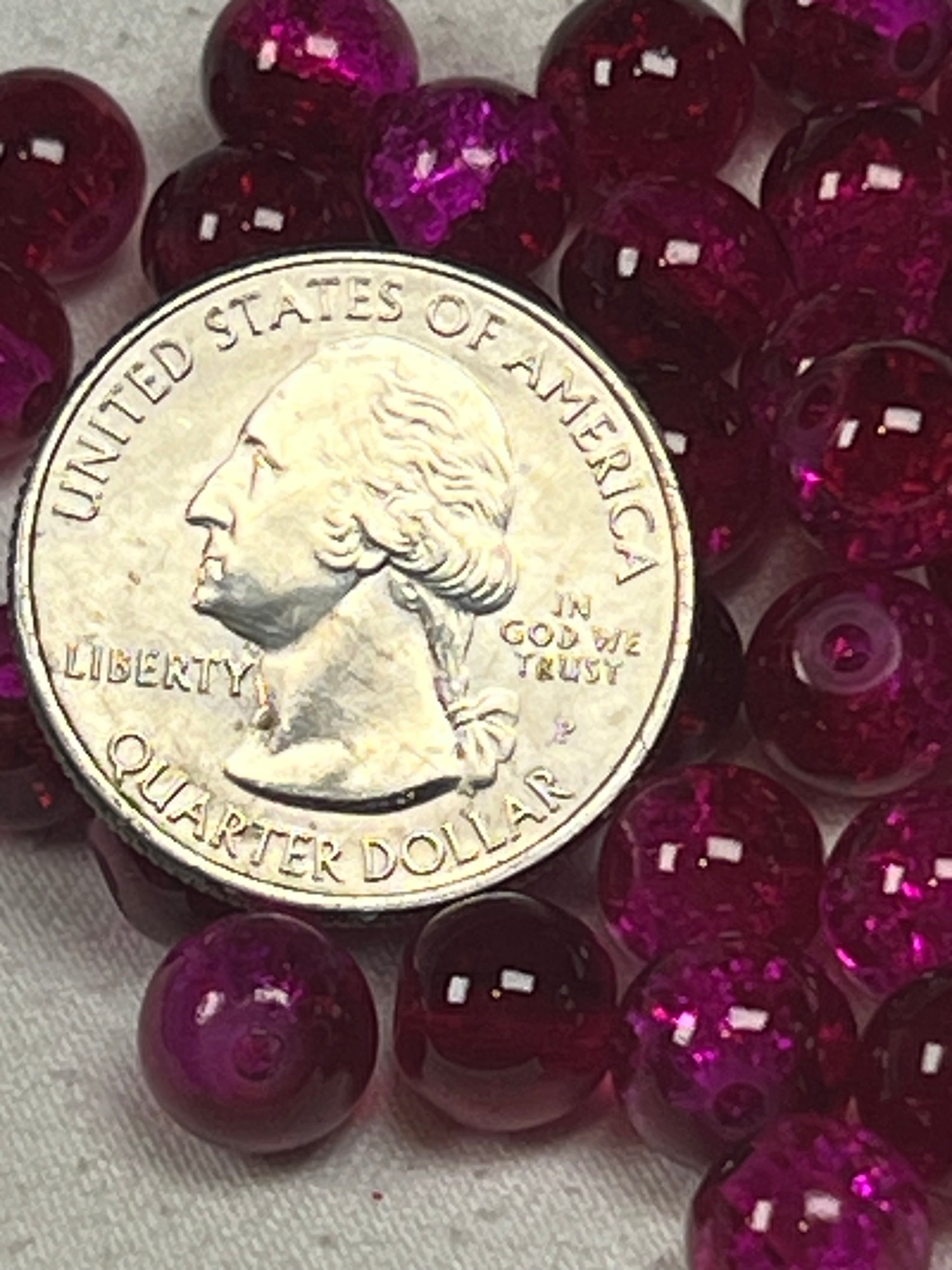 75 6mm Two-Tone Crackle Glass Beads Violet Red