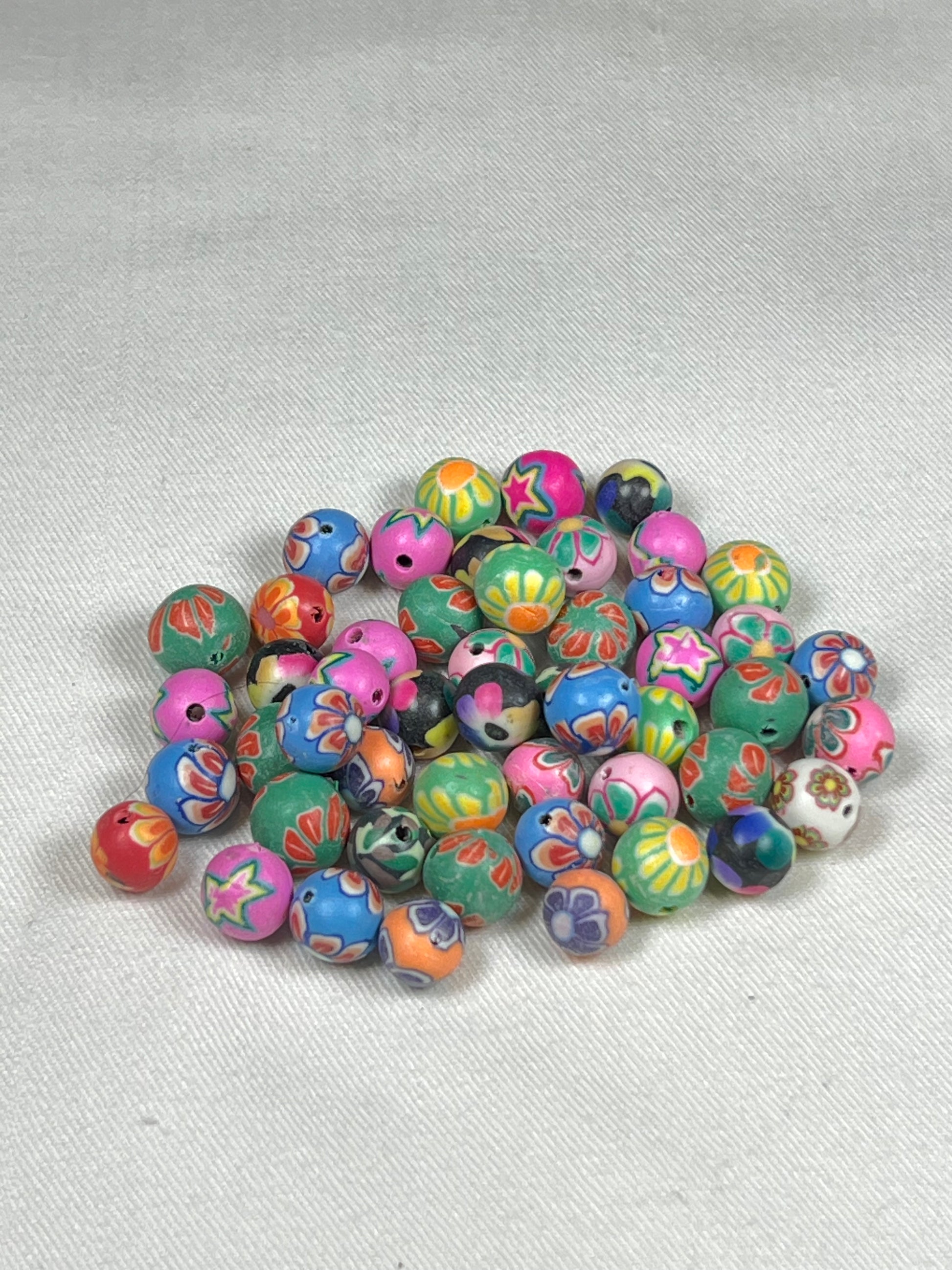 50 8mm Polymer Clay Beads Mixed Colors