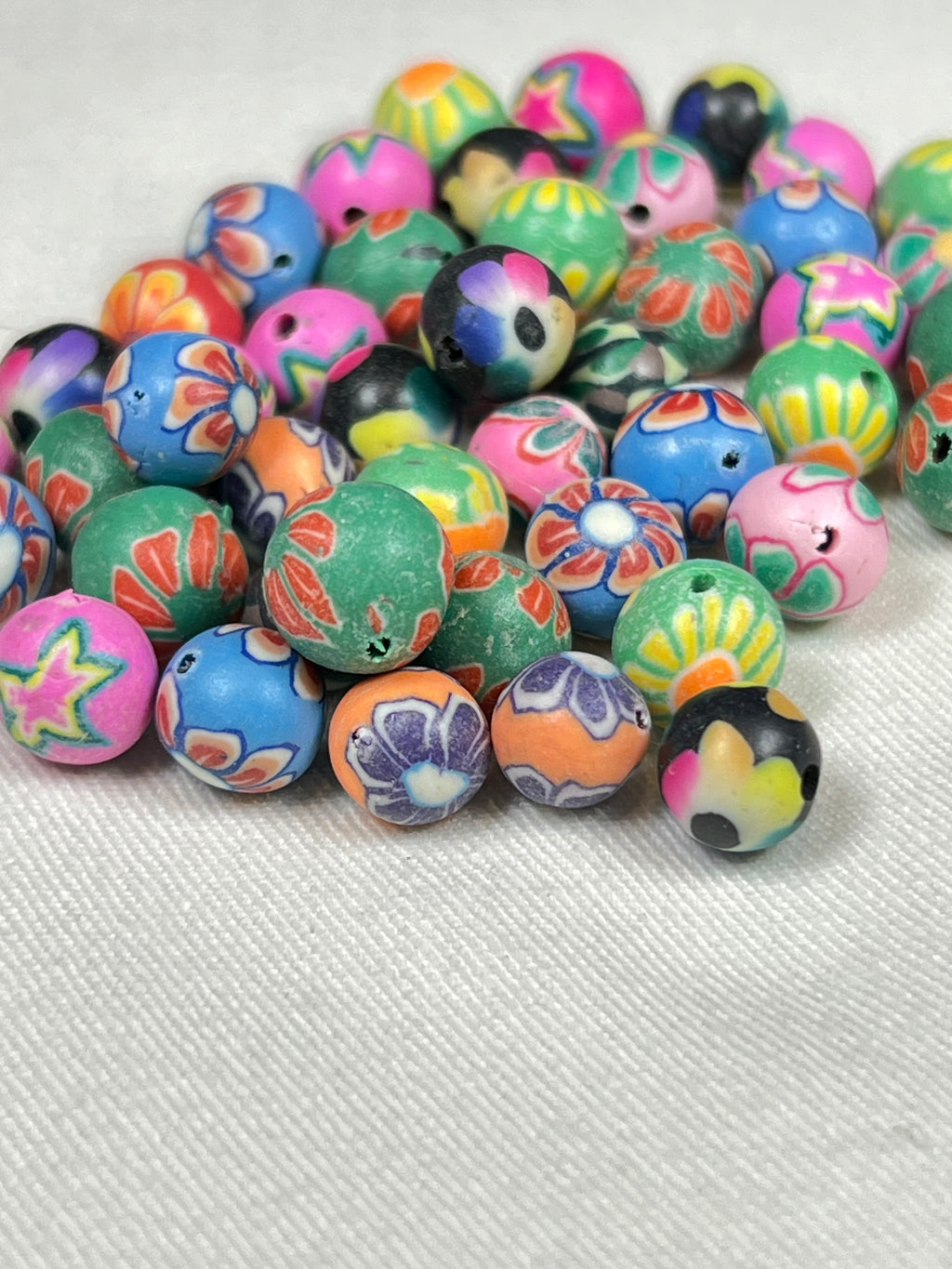 50 8mm Polymer Clay Beads Mixed Colors