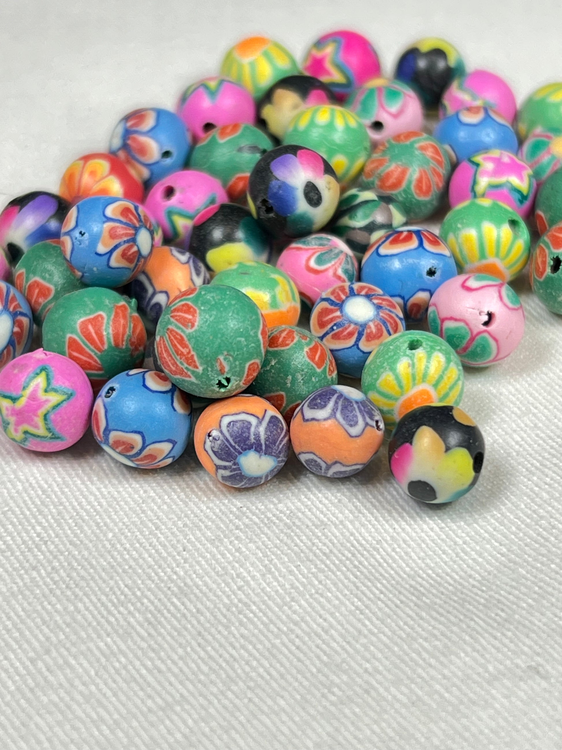 50 8mm Polymer Clay Beads Mixed Colors