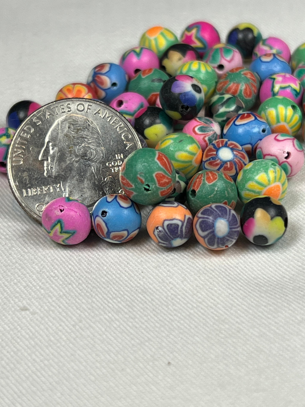 50 8mm Polymer Clay Beads Mixed Colors