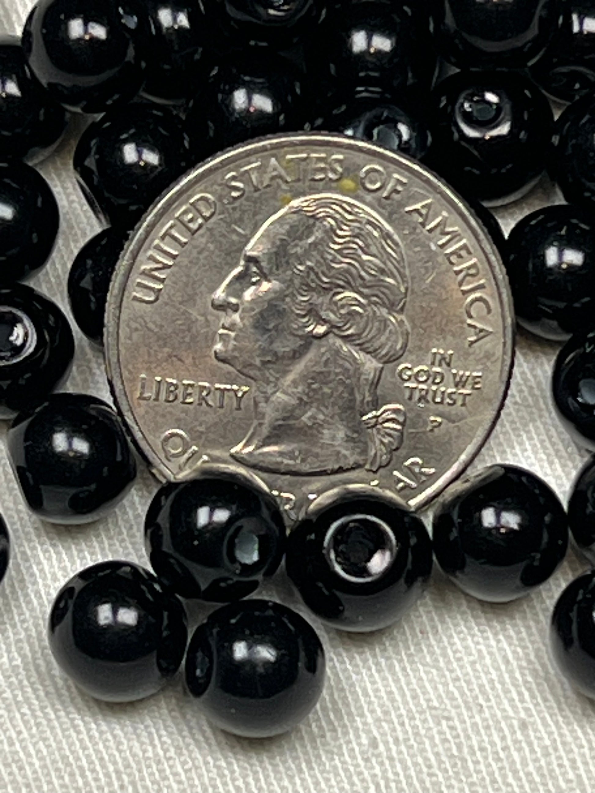 50 8mm Glass Pearl Beads Black