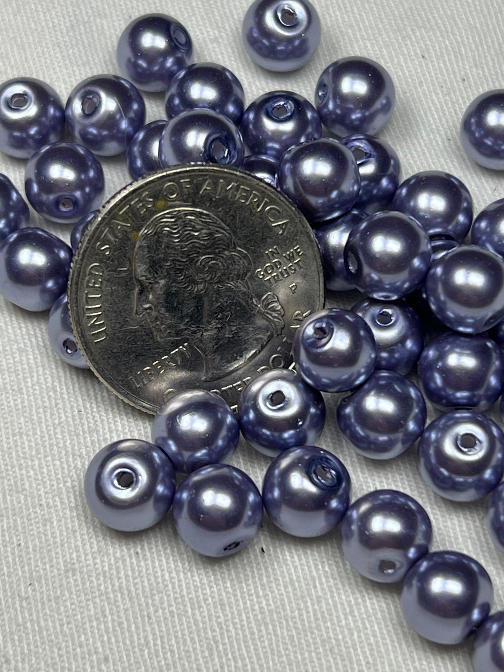 50 8mm Glass Pearl Beads in Cornflower