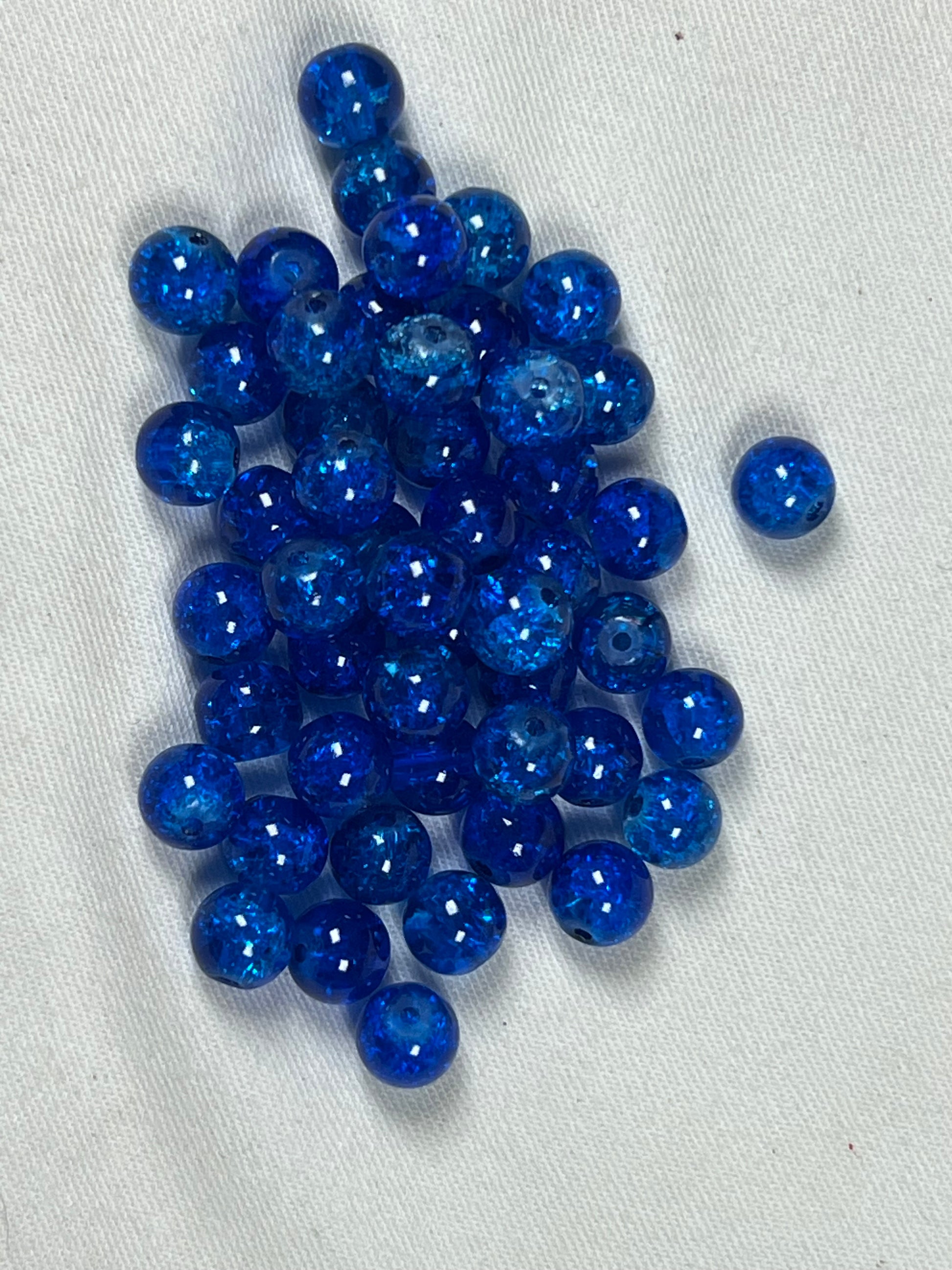 50 8mm Crackle Glass Beads Dark Blue