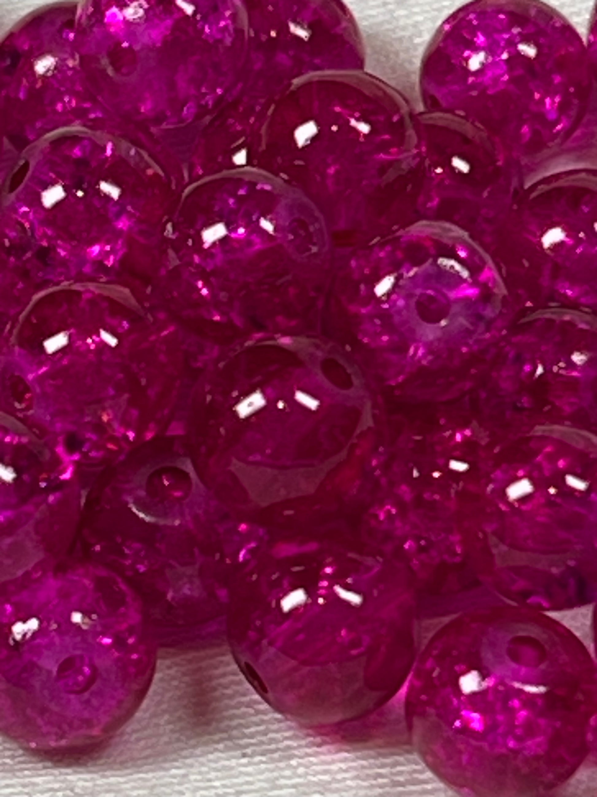 50 8mm Crackle Glass Beads Dark Pink