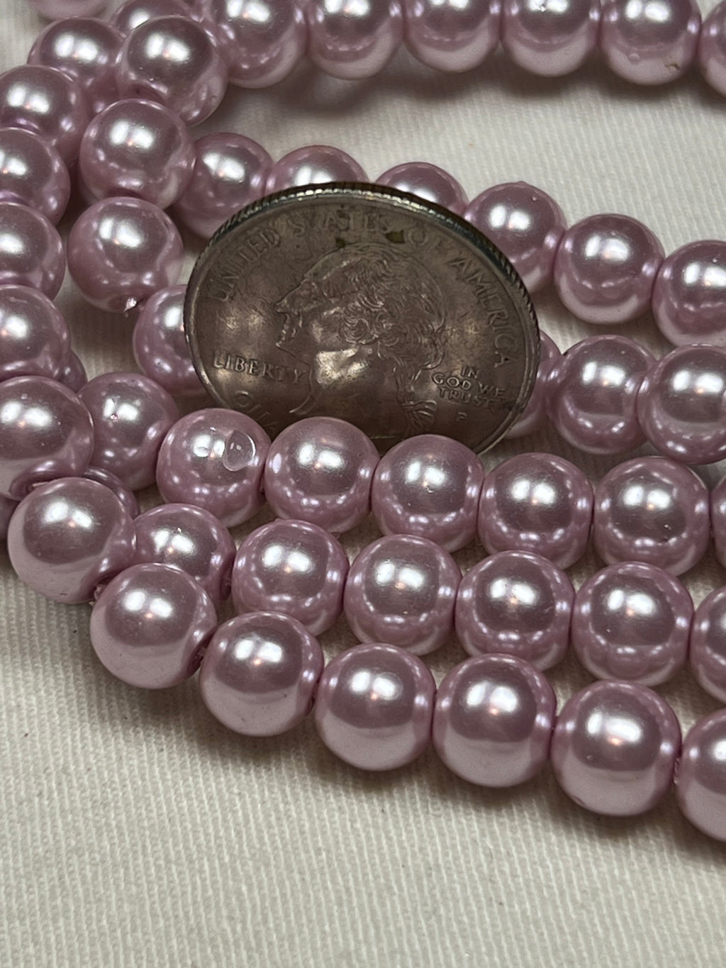 50 8mm Glass Pearl Beads Flamingo