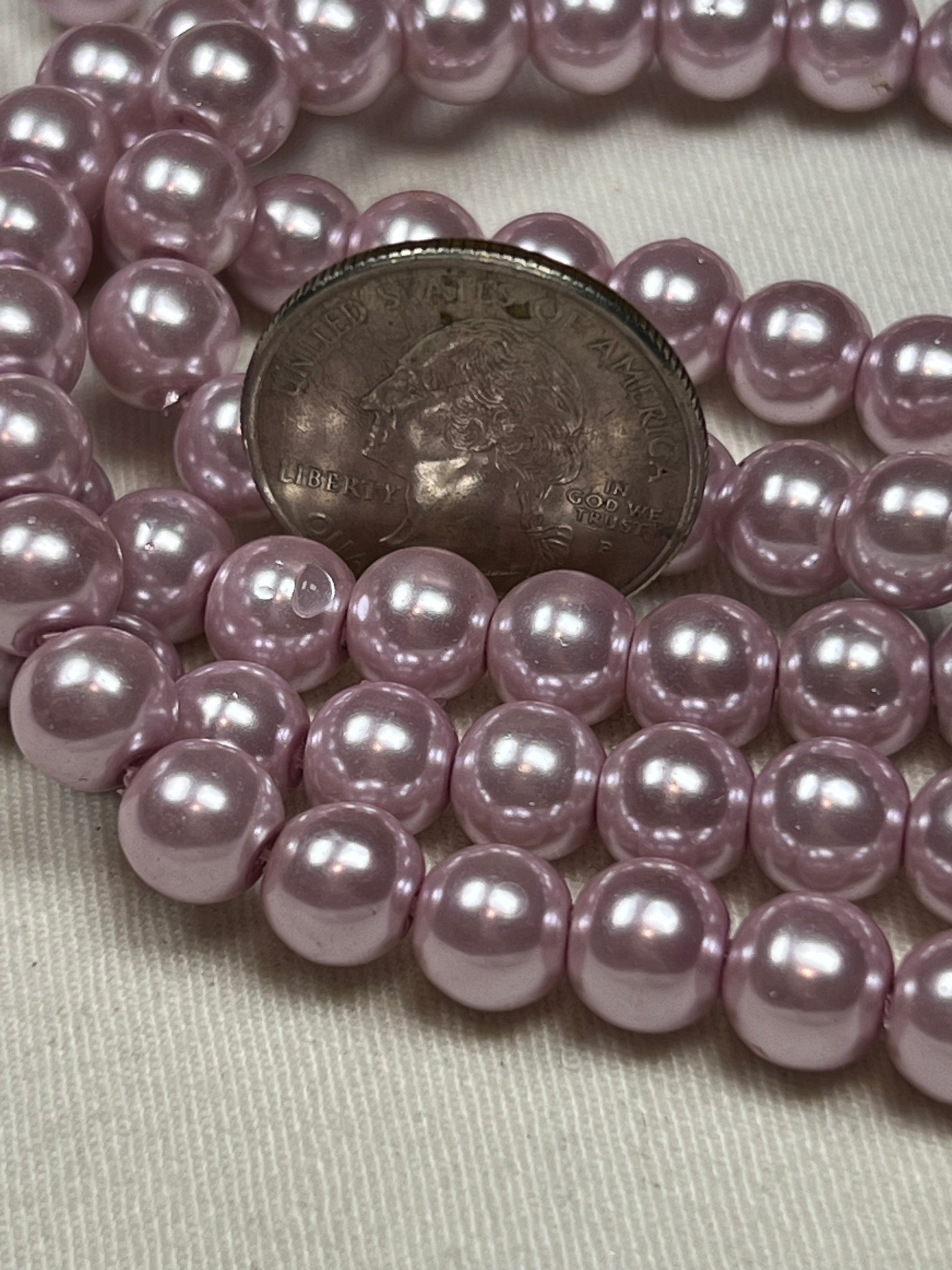 50 8mm Glass Pearl Beads Flamingo