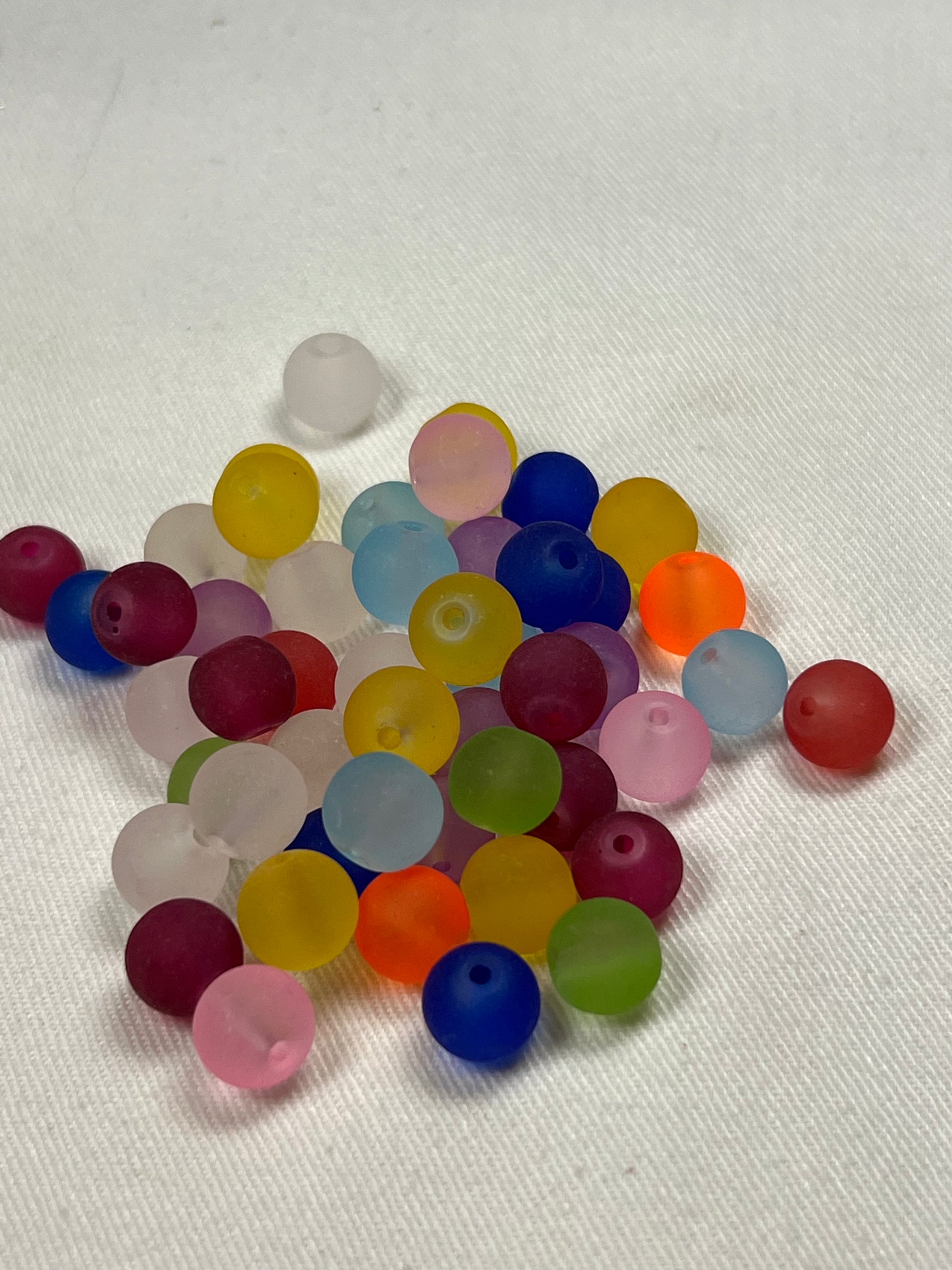 50 8mm Frosted Glass Beads Mixed Colors