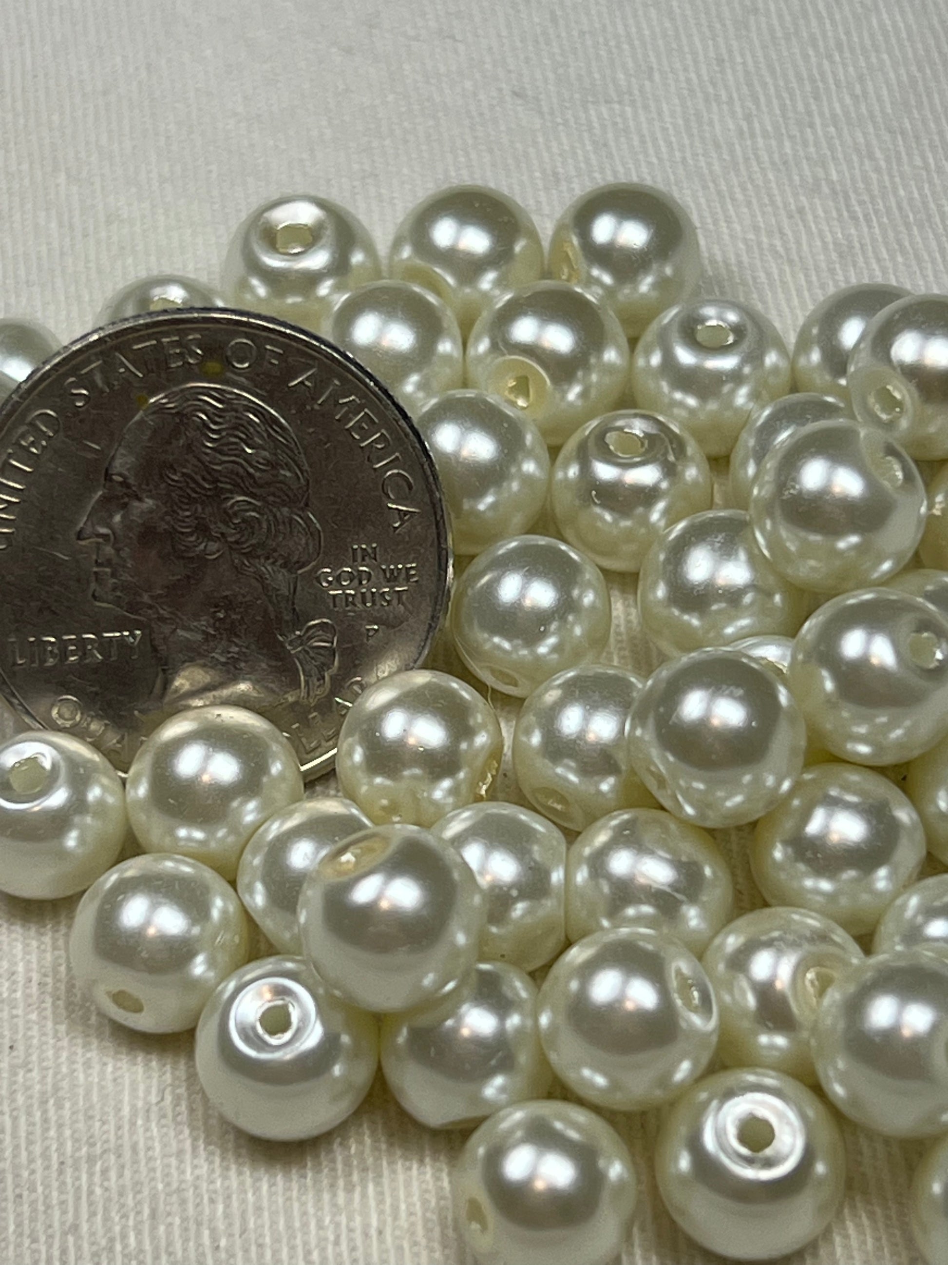 50 8mm Glass Pearl Beads Ivory