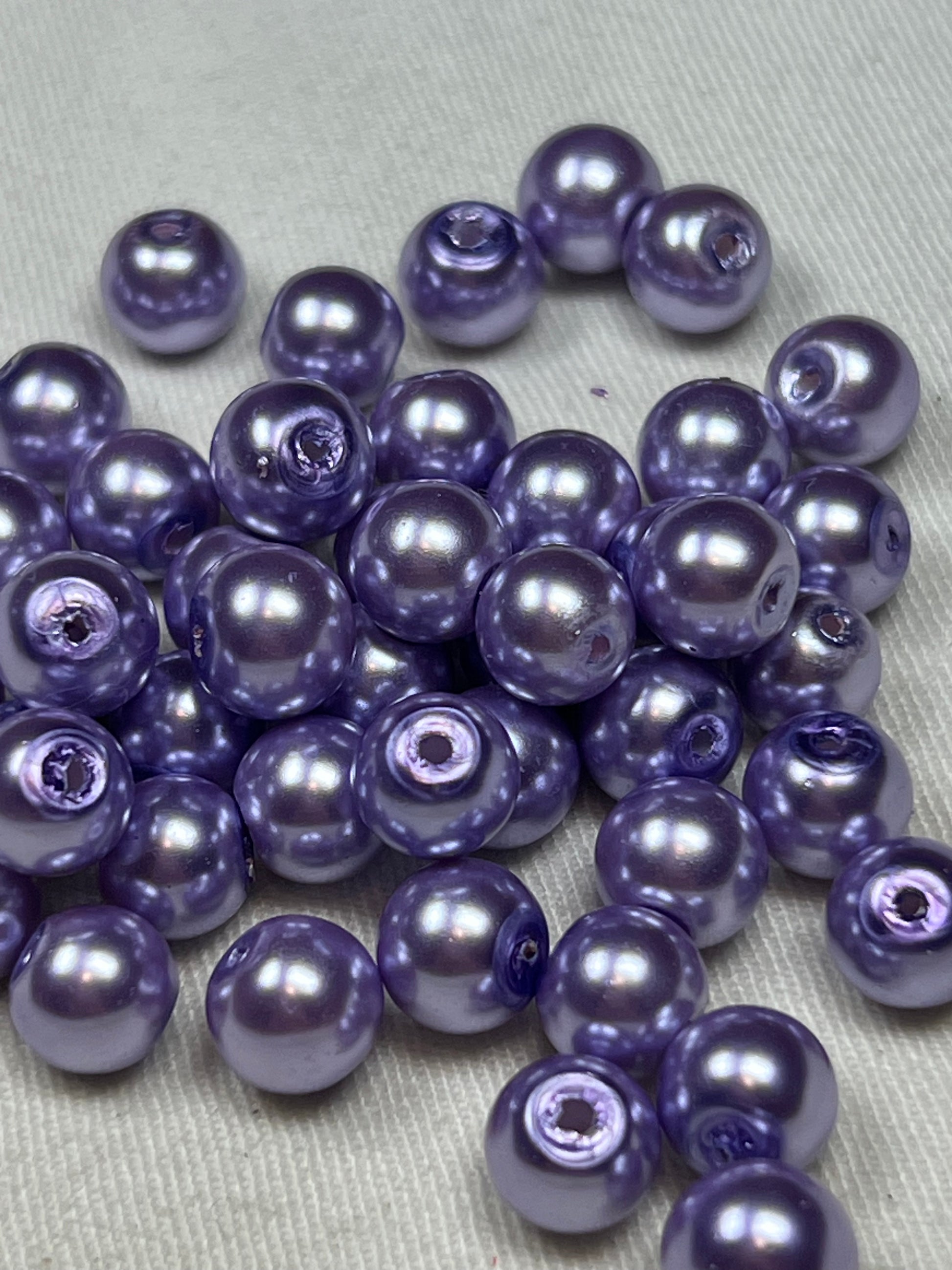 50 8mm Glass Pearl Beads Lavender
