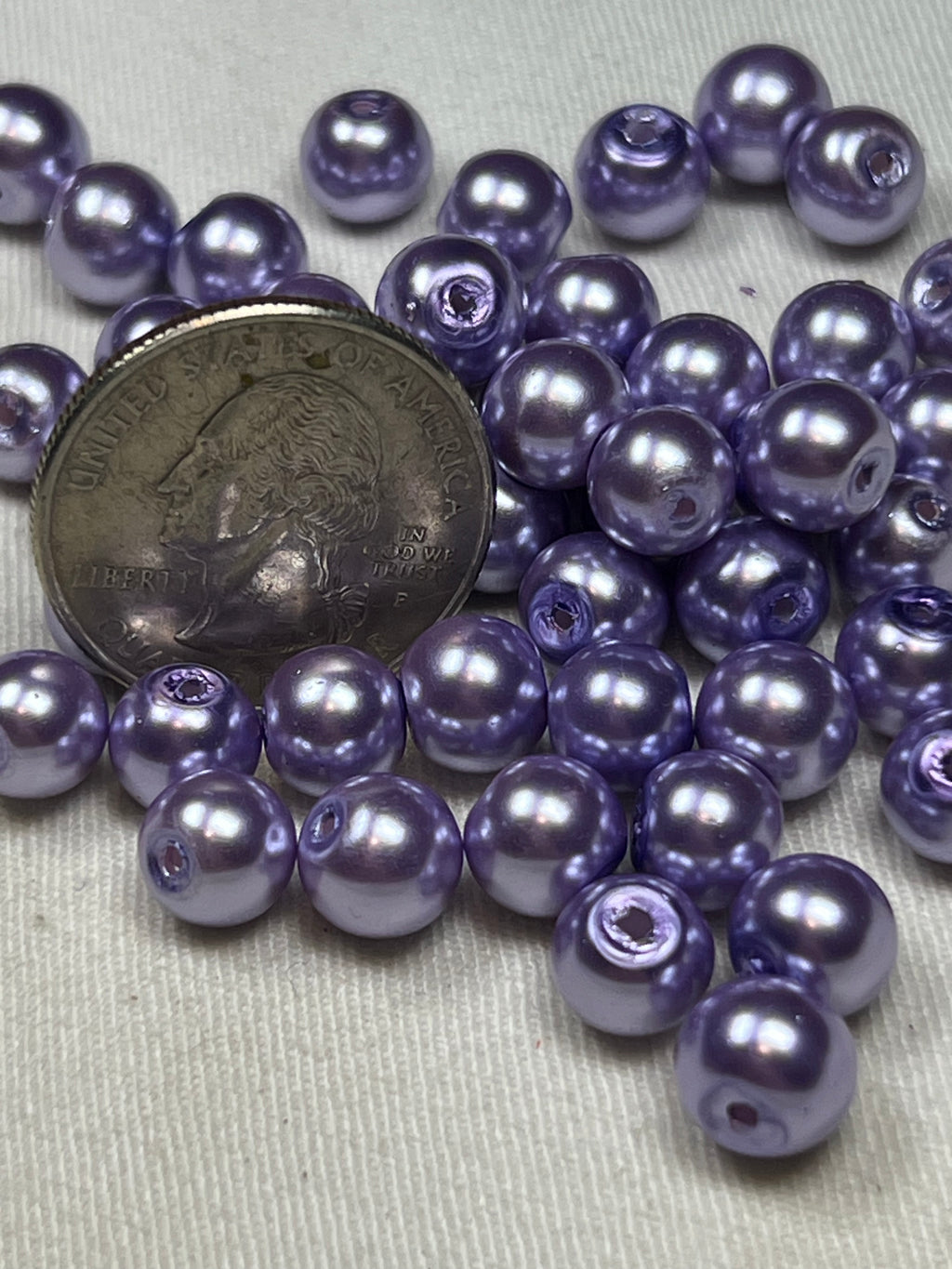 50 8mm Glass Pearl Beads Lavender