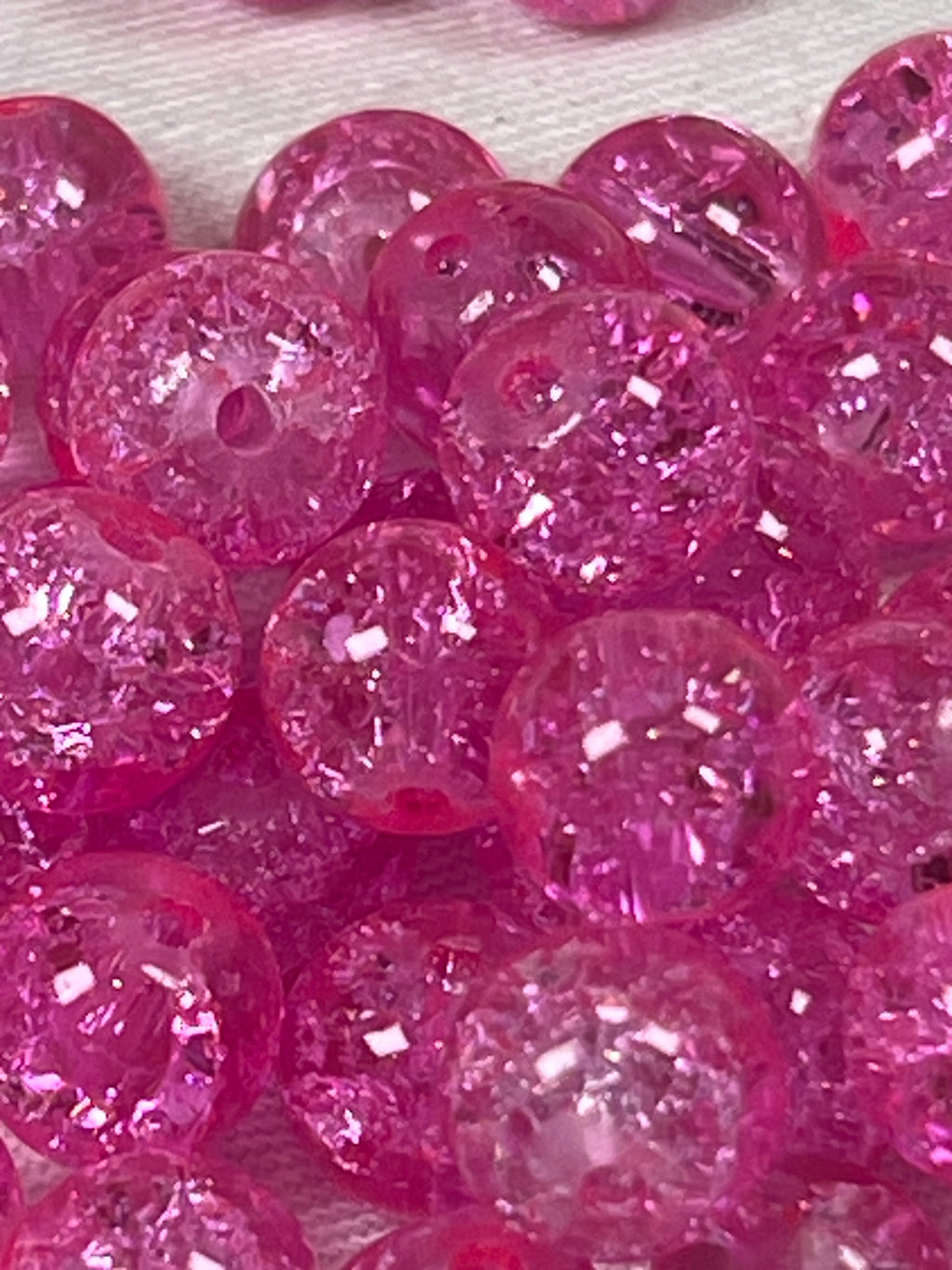 50 8mm Crackle Glass Beads Light Pink