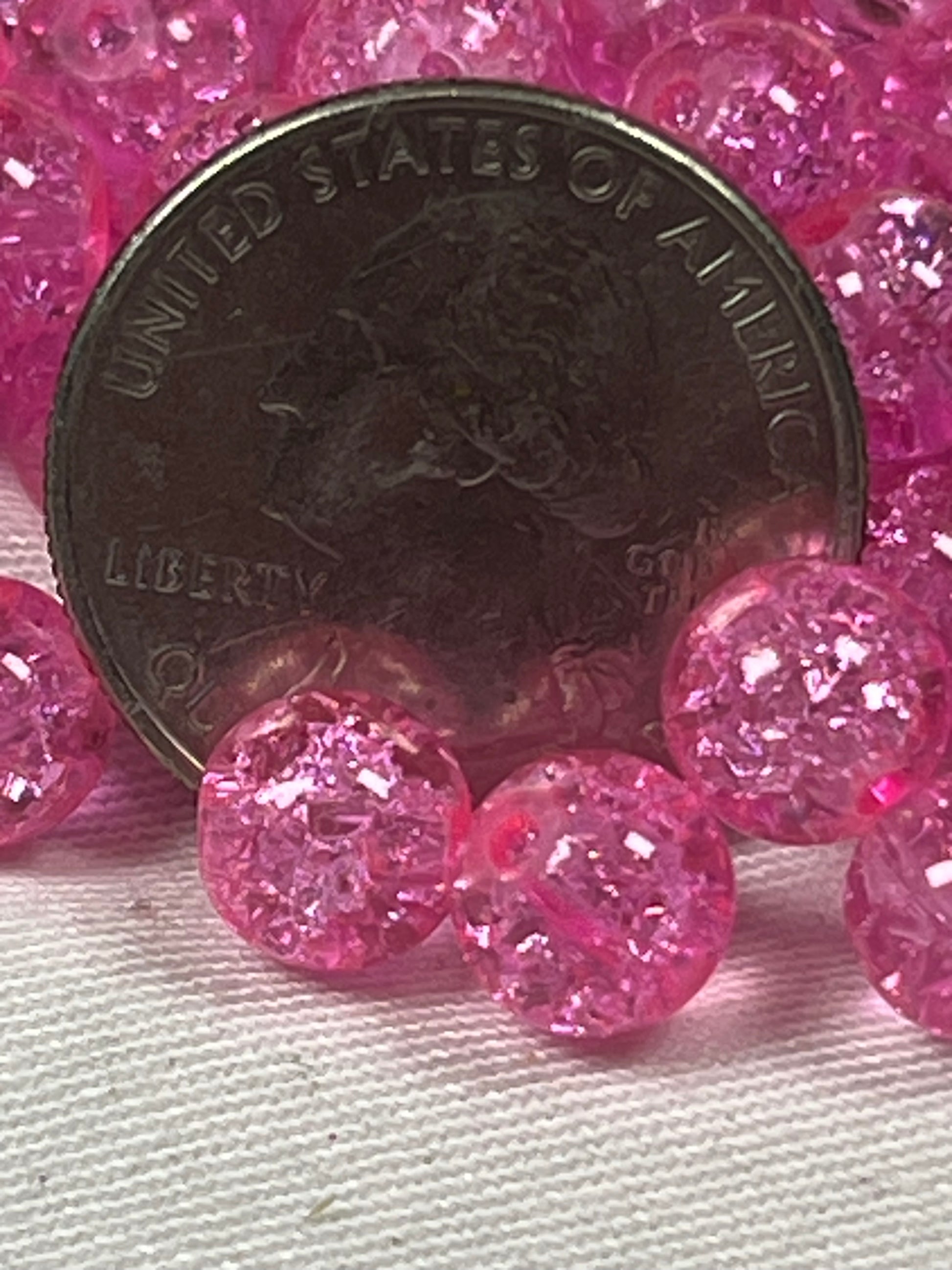 50 8mm Crackle Glass Beads Light Pink