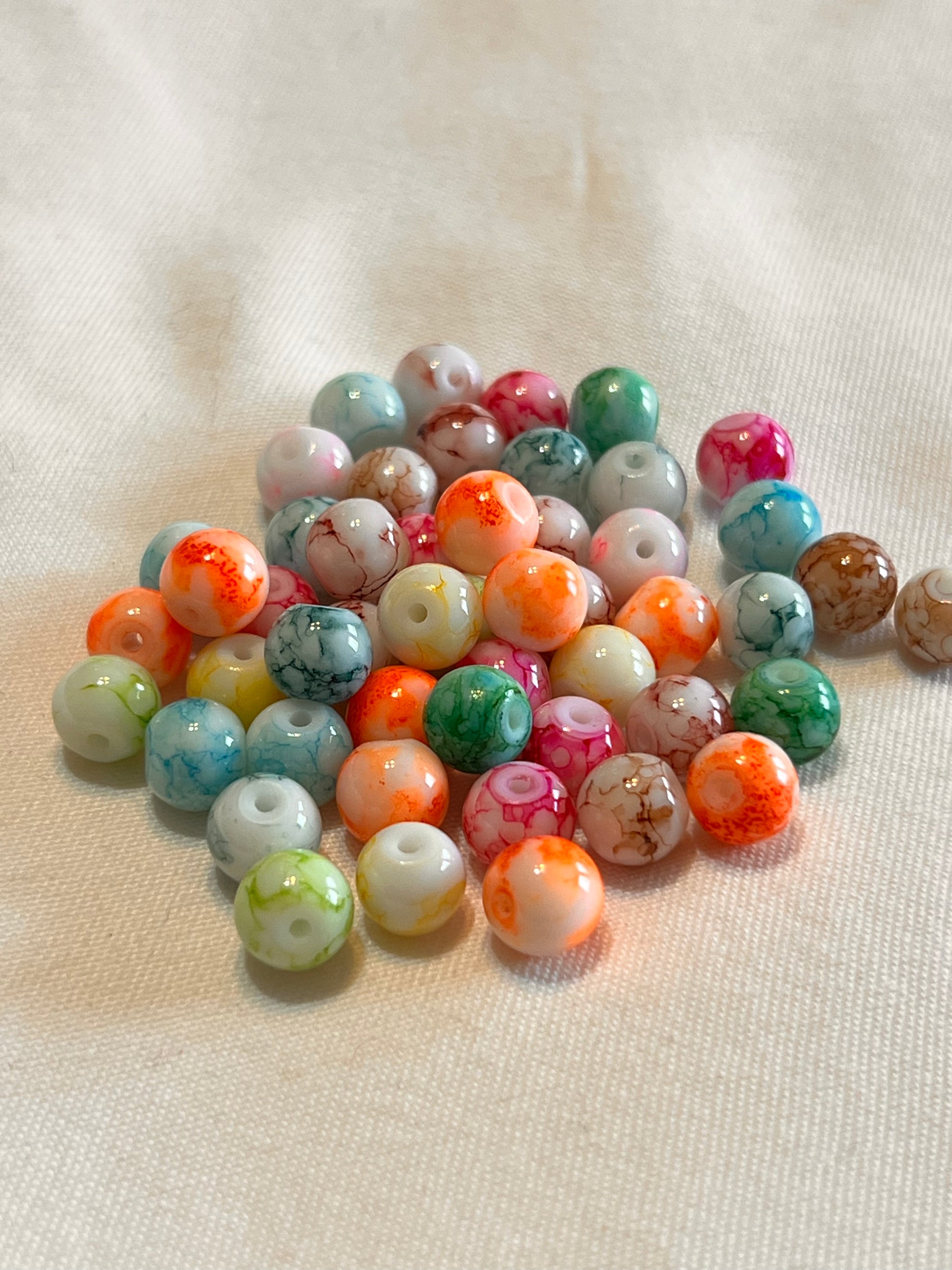 50 8mm Painted Swirl Glass Beads