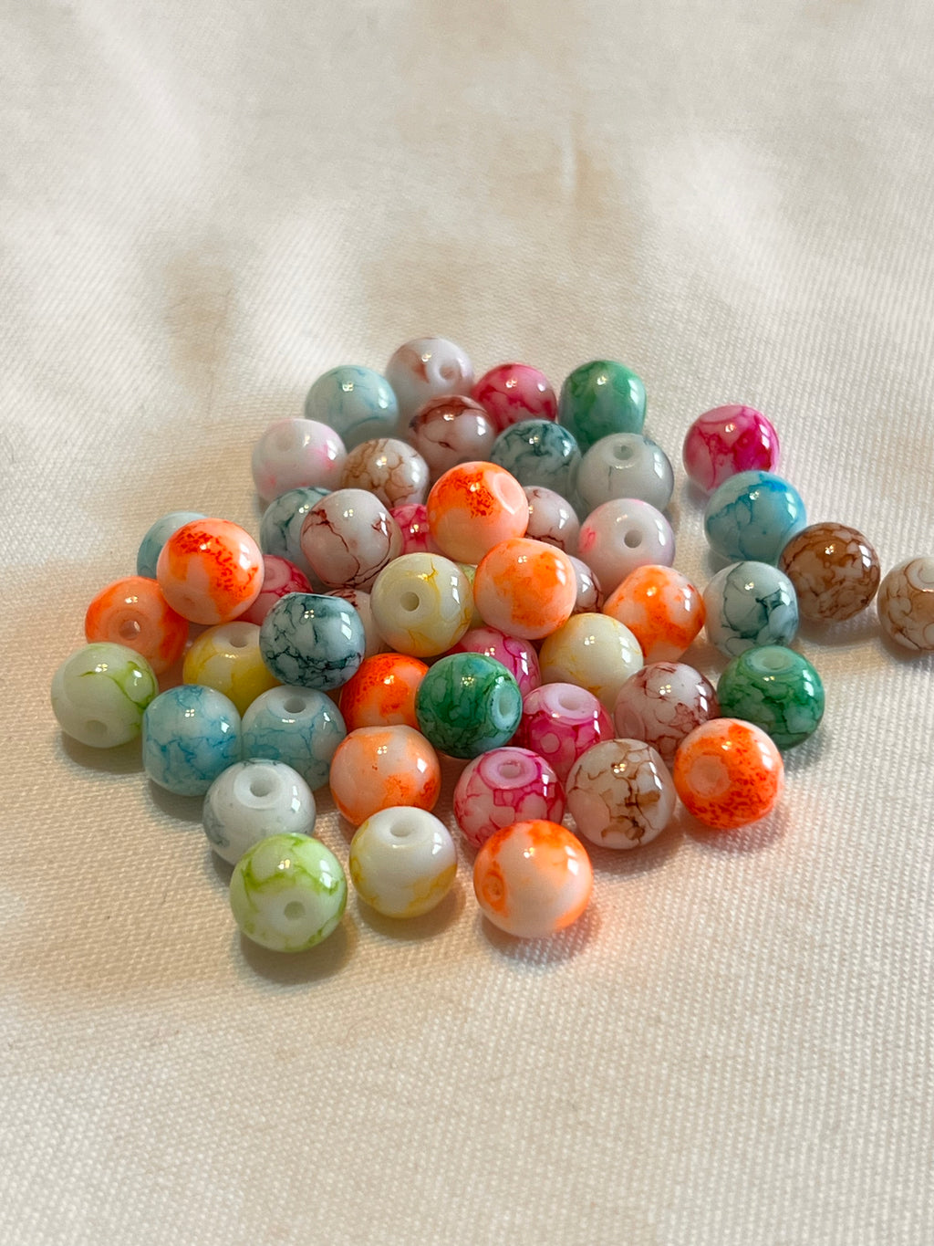 50 8mm Painted Swirl Glass Beads